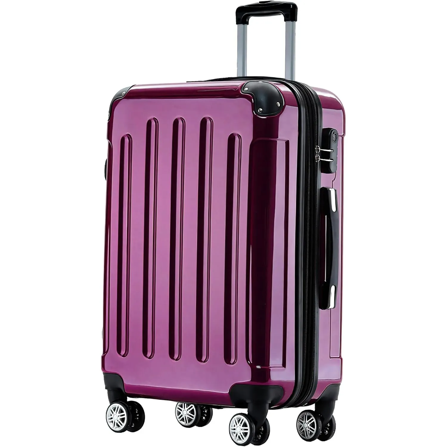 BEIBYE Zwillingsrollen 2048 Hartschale Trolley Koffer Reisekoffer Taschen Gepäck in M-L-XL-Set (Lila, L)