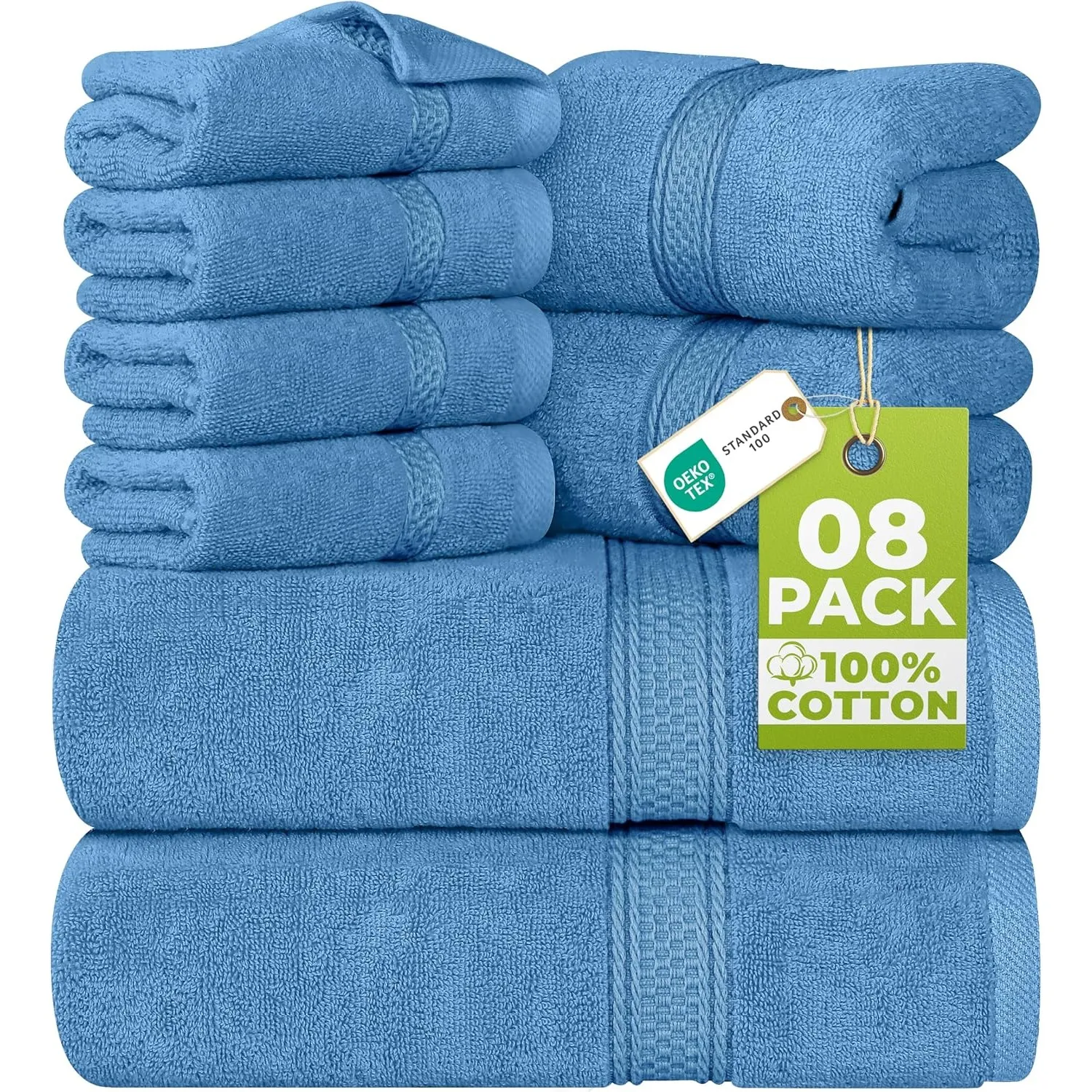Utopia Towels 8 teilig Handtücher Set aus Baumwolle, Elektrisch Blau