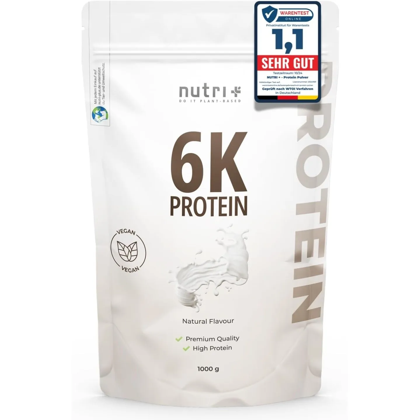 Nutri + Protein Pulver Neutral 1 kg - 80% Eiweiß - zuckerfrei + fettfrei - Proteinpulver ohne Süßstoff, Geschmack - ide…