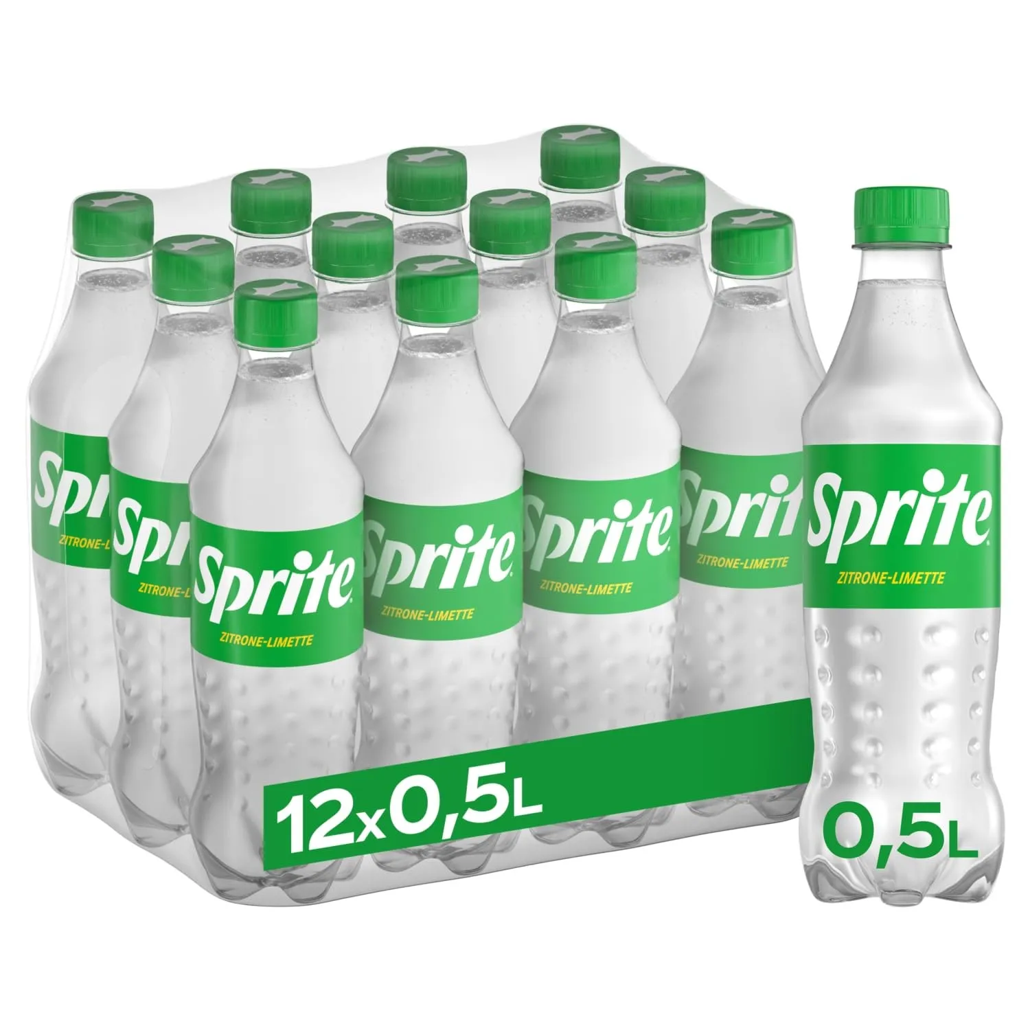 Sprite , Maximale Erfrischung mit Limetten und Zitronen Geschmack in praktischen Flaschen , 12 x 500 ml Einweg Flaschen