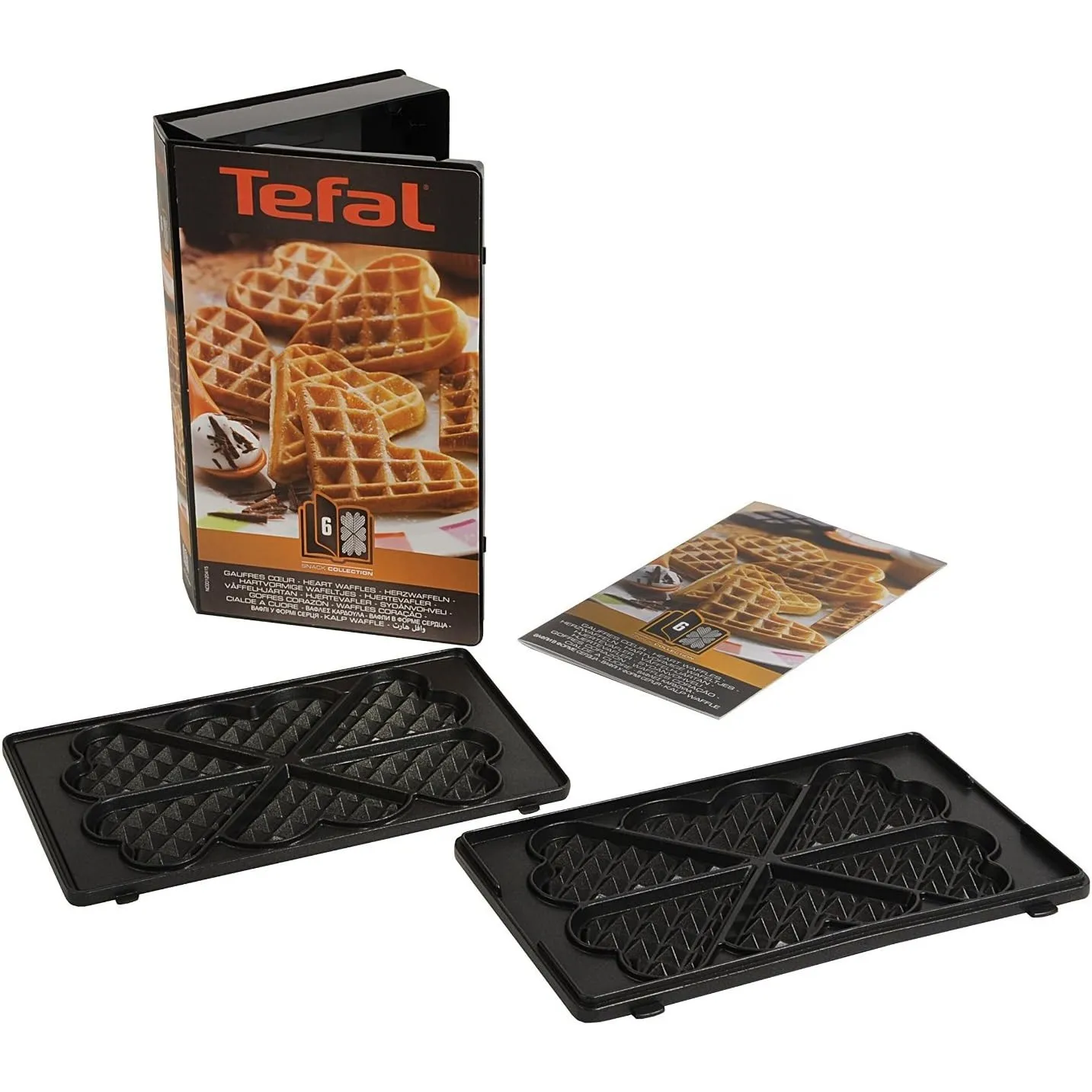Tefal Platte Herzwaffeln Backform Nummer 6, passend für Tefal Snack Collection SW85XX, inklusive Rezeptbuch, praktische…