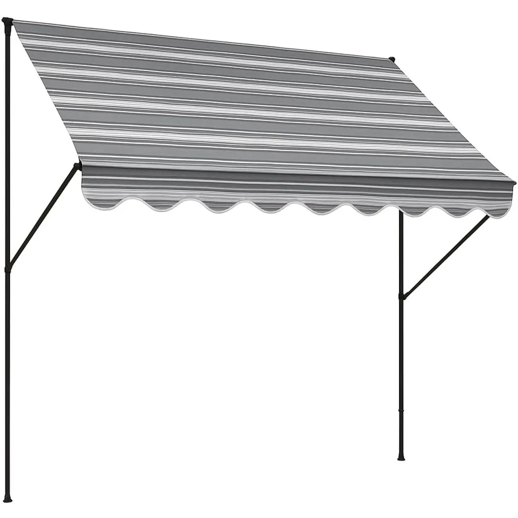 ANGERER Klemmmarkise Exklusiv grau, 250 cm | Markise für Sonnenschutz, Montage ohne Bohren, ideale Balkonmarkise für Mi…