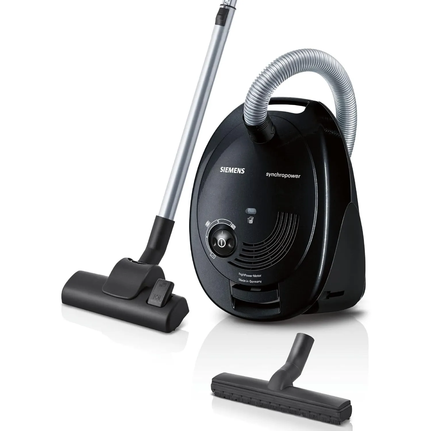 Siemens Staubsauger mit Beutel synchropower VS06B112A, Bodenstaubsauger, Hygiene-Filter, Bodendüse für Parkett, Teppich…