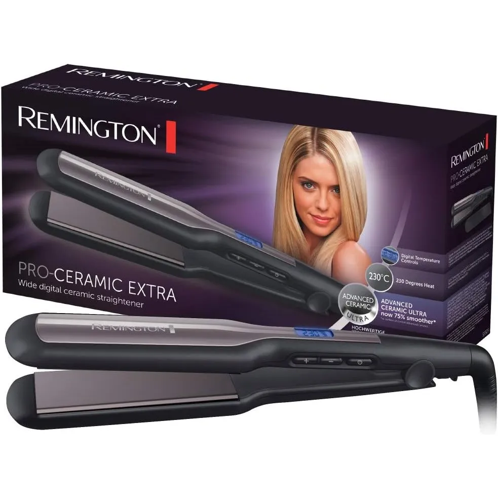 Remington Glätteisen breit Pro-Ceramic Extra (extra breite 45mm Stylingplatten -speziell für dickes, krauses, lockiges …