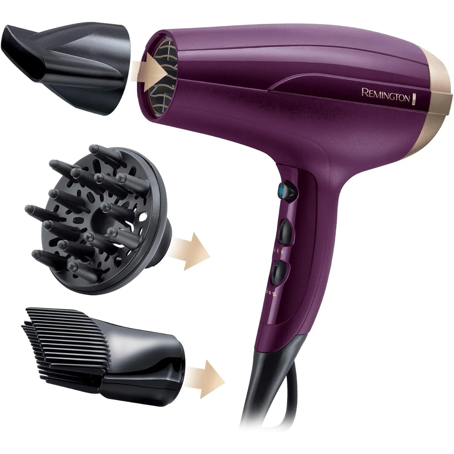 Remington Haartrockner Ionen [leicht & mehr Volumen] Your Style (2300 W, Set inkl. Stylingdüse, Diffusor, Haaransatz-Bo…