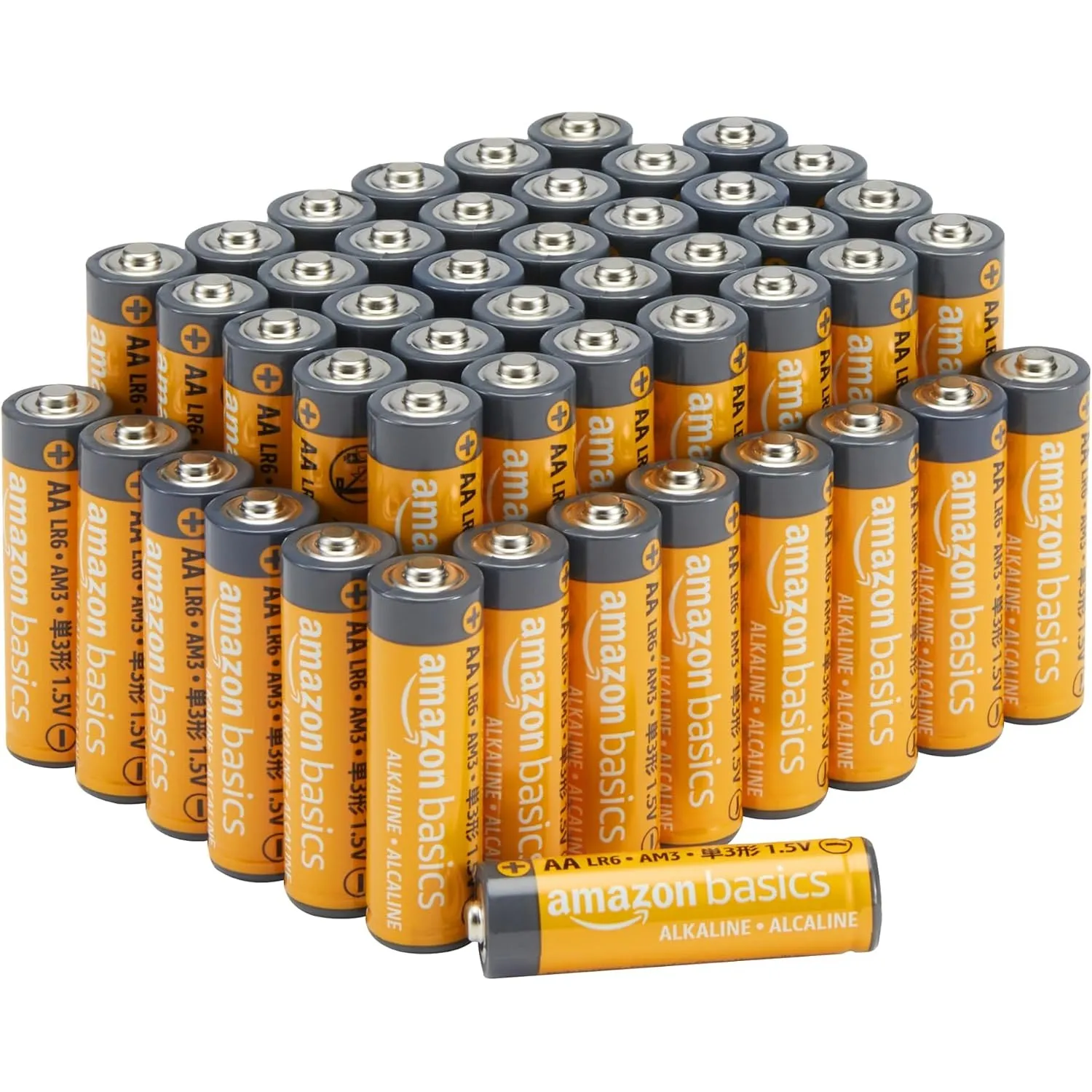Amazon Basics AA-Alkali-Hochleistungsbatterien, 1,5 V, 10 Jahre lagerfähig, 48 Stück
