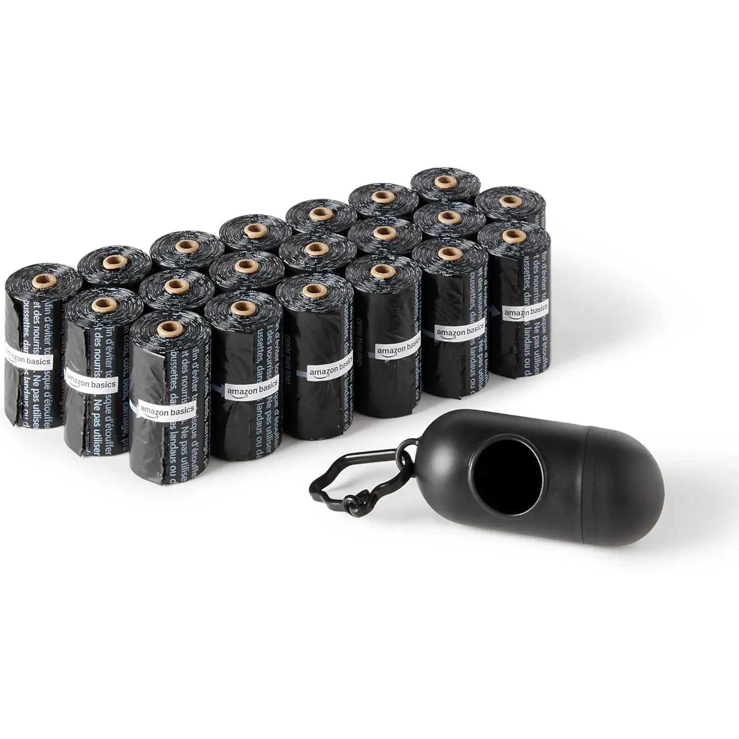 Amazon Basics Hundekotbeutel mit Spender und Leinenclip, Unparfümiert, 300 Beutel (20 Packungen mit je 15 Beuteln), Sch…