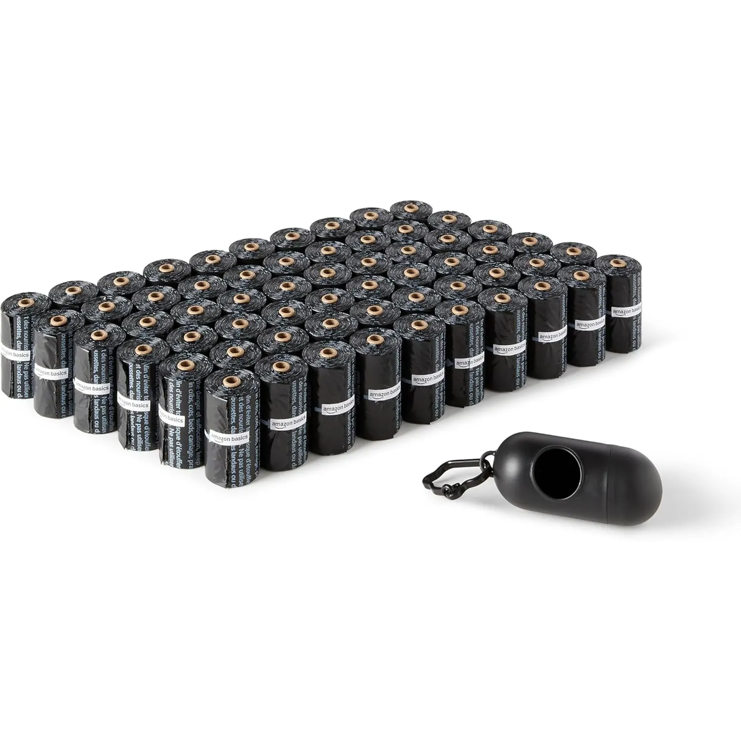 Amazon Basics Hundekotbeutel mit Spender und Leinenclip, Unparfümiert, 900 Beutel (60 Packungen mit je 15 Beuteln), Sch…