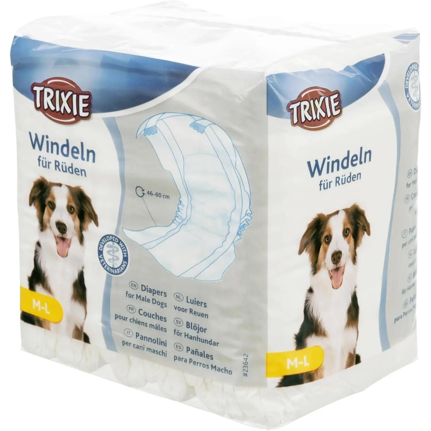 TRIXIE Hundewindeln für Rüden Größe M-L – Saugfähige Rüdenbinde bei Inkontinenz & Markierverhalten – 12 St. mit Klebeve…