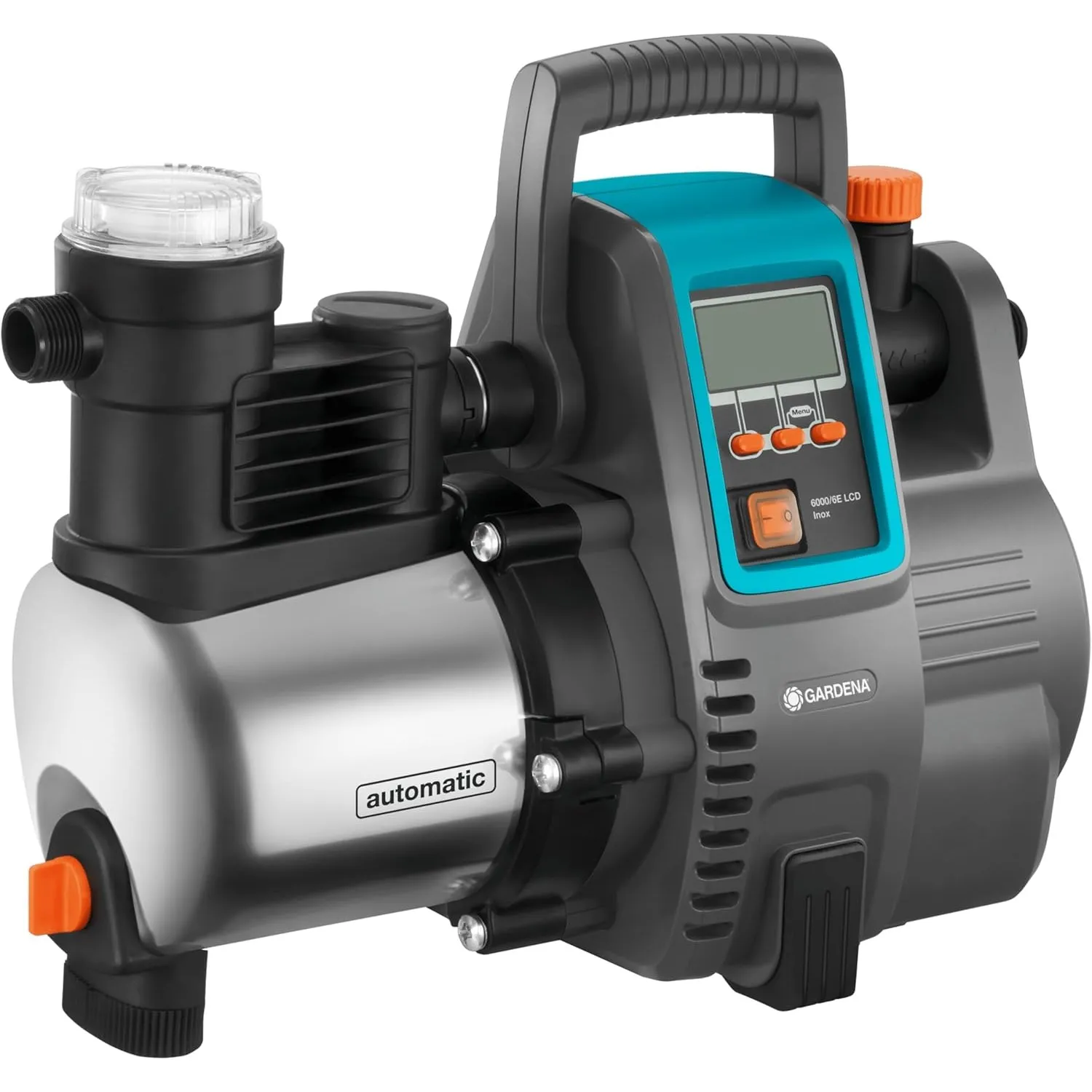 Gardena Premium Hauswasserautomat 6000/6E LCD Inox: Hauswasserpumpe mit 6000 l/h Fördermenge, 1300 W Motor, mit LC-Disp…