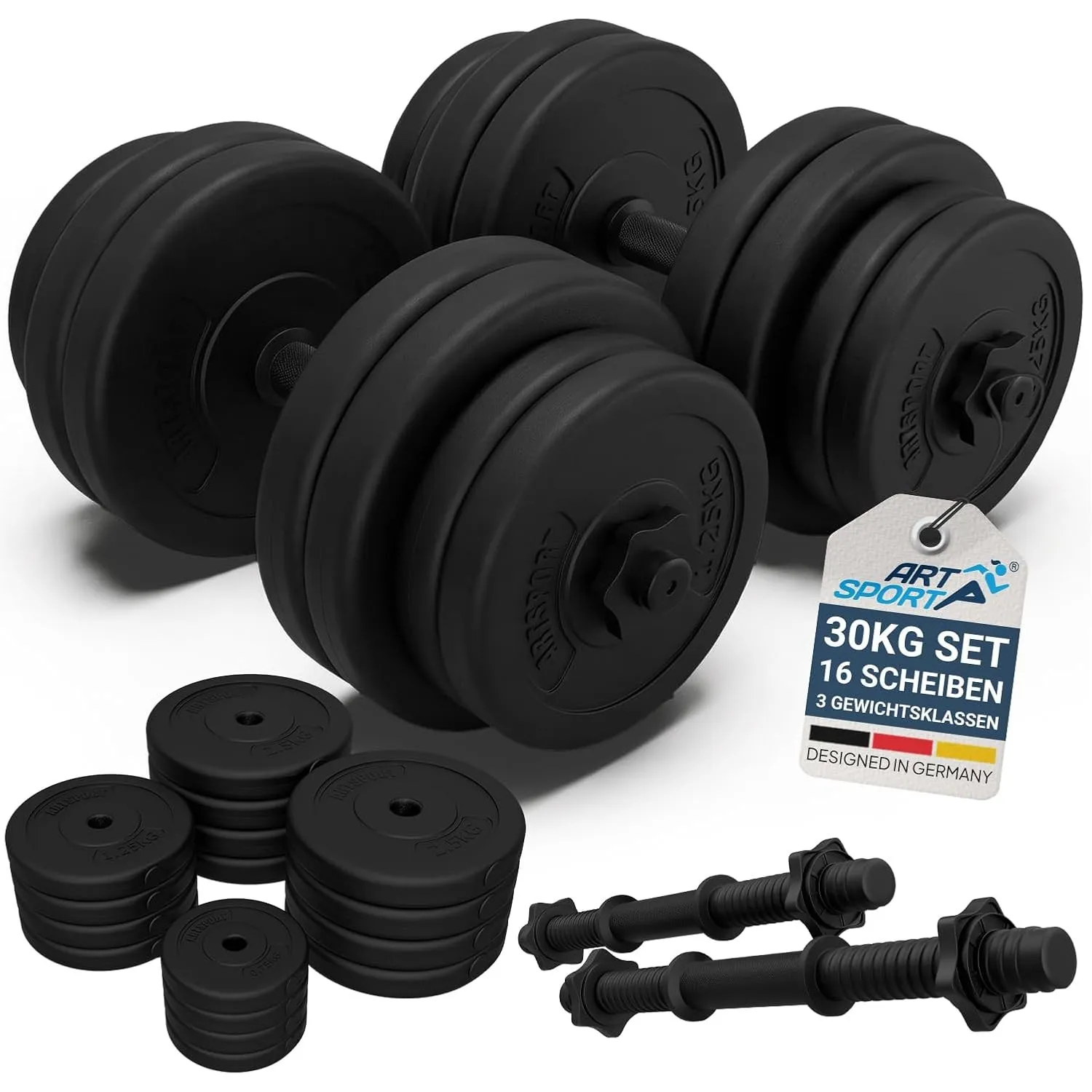 ArtSport 2er Hantelset 20/30 / 40 kg - Kurzhantel Set mit 2 Kurzhanteln, Gewichten & 4 Sternverschlüsse