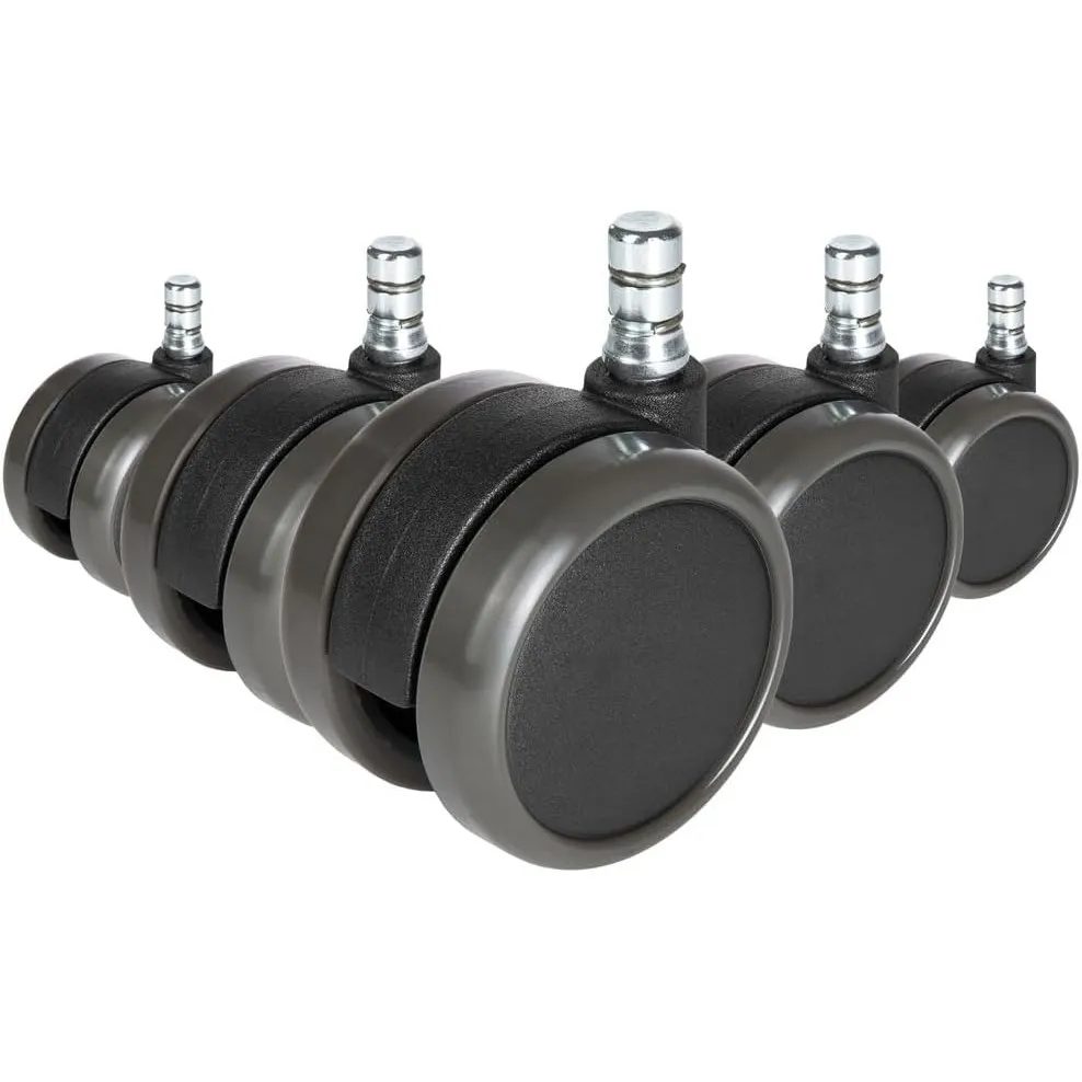hjh OFFICE 619025 5X Hartbodenrollen 11mm / 65mm ROLO No-Noise Stuhlrollen für Harte Böden (5er Pack)