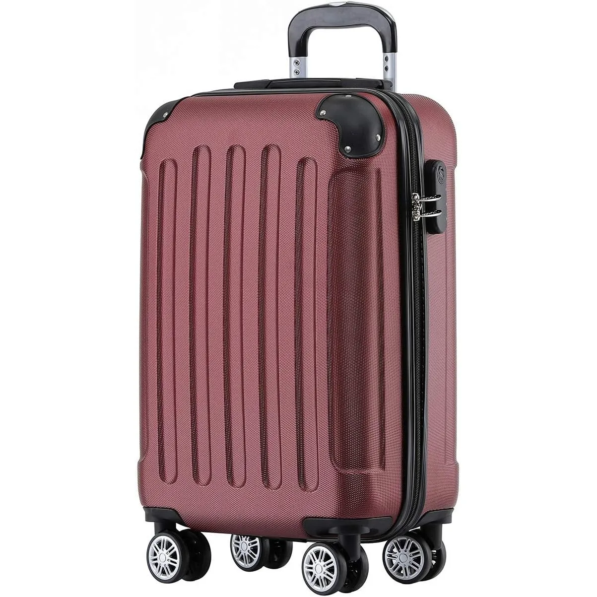 BEIBYE Zwillingsrollen Hardcase Reisekoffer Koffer Trolleys Hartschale in XL-L-M in 14 Farben (Weinrot, Handgepäck (55c…