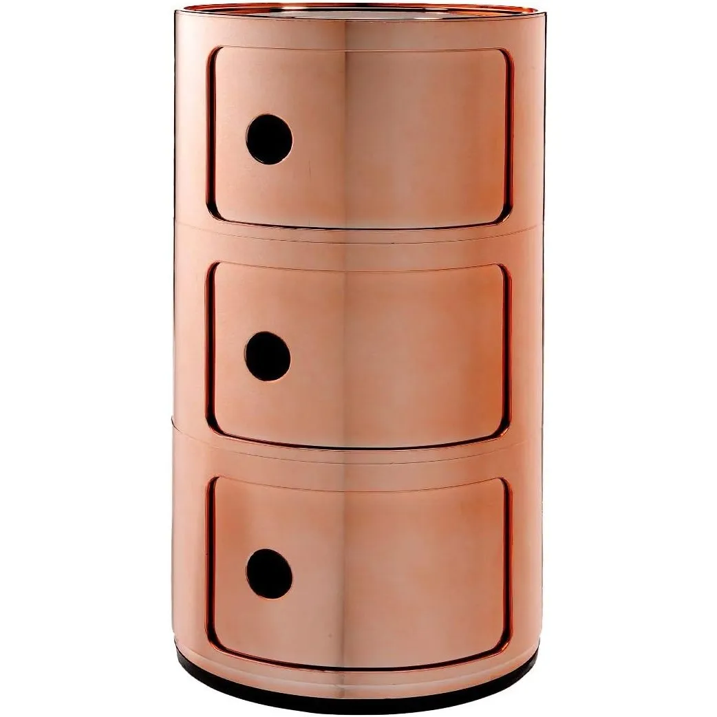 Kartell Componibili, 3 Elements, Kupfer, Runde Basis