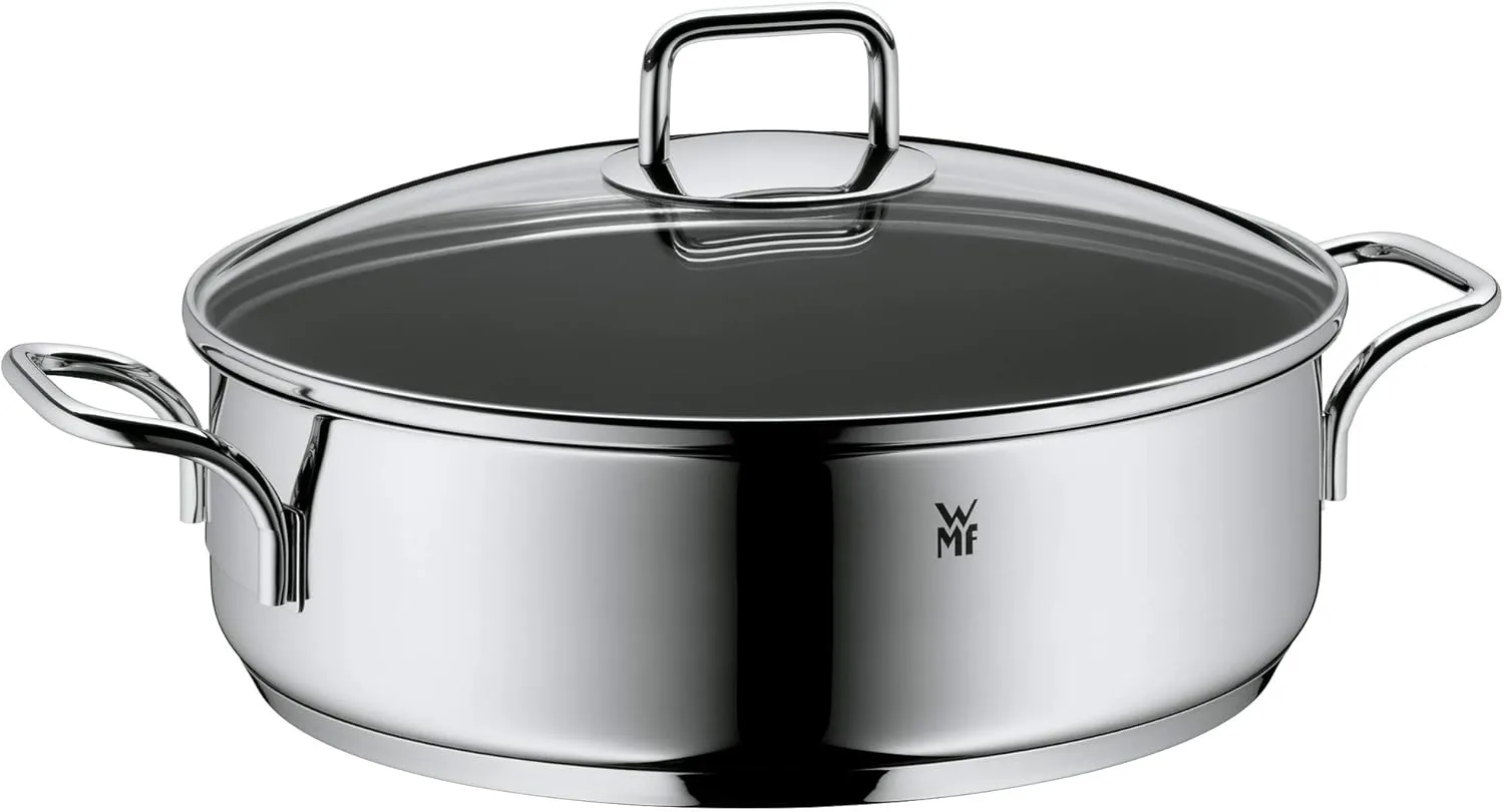 WMF Schmorpfanne 28 cm hoher Rand, Bräter Induktion, Schmortopf mit Deckel 5,0l, Pfanne Induktion, Cromargan Edelstahl beschichtet, backofengeeignet, antihaftbeschichtet, hoher Rand