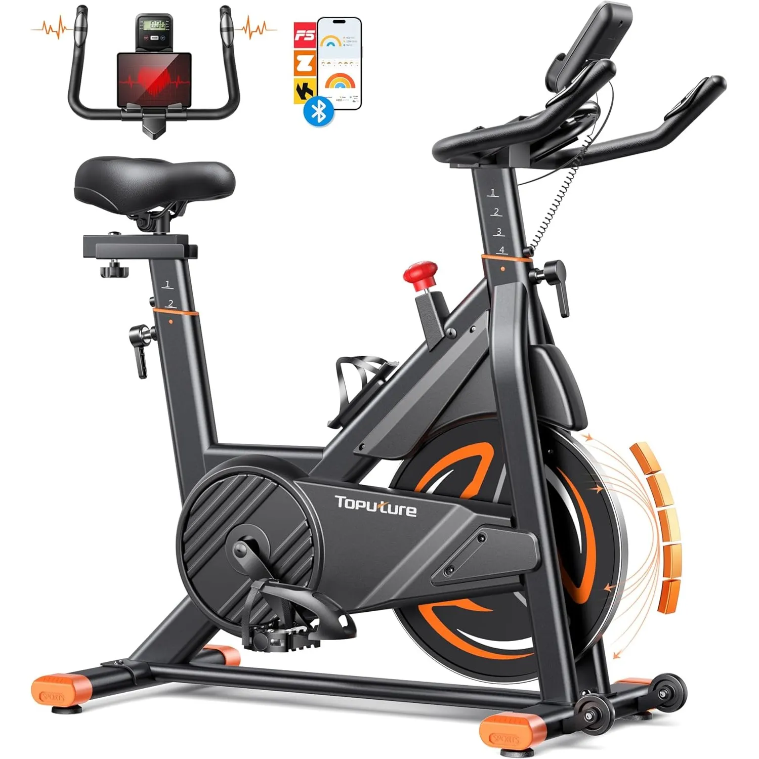 Neu Toputure Heimtrainer Fahrrad mit Pulsmessung und APP, 15KG Schwungrad Ergometer, 0-100% Magnetwiderstand Hometraine…