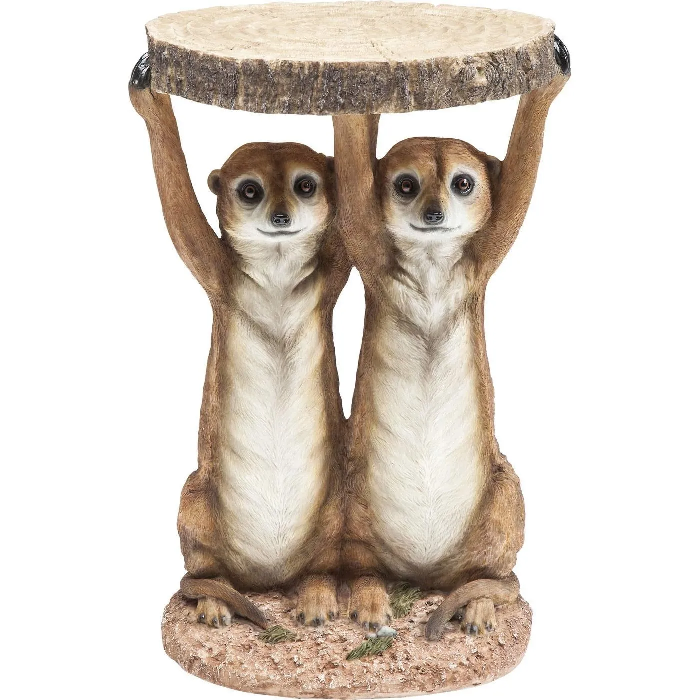 Kare Design Beistelltisch Meerkat Braun, 33cm Durchmesser, Couchtisch, Erdmännchen Motiv, Wohnzimmer, Sofatisch, Nachtt…