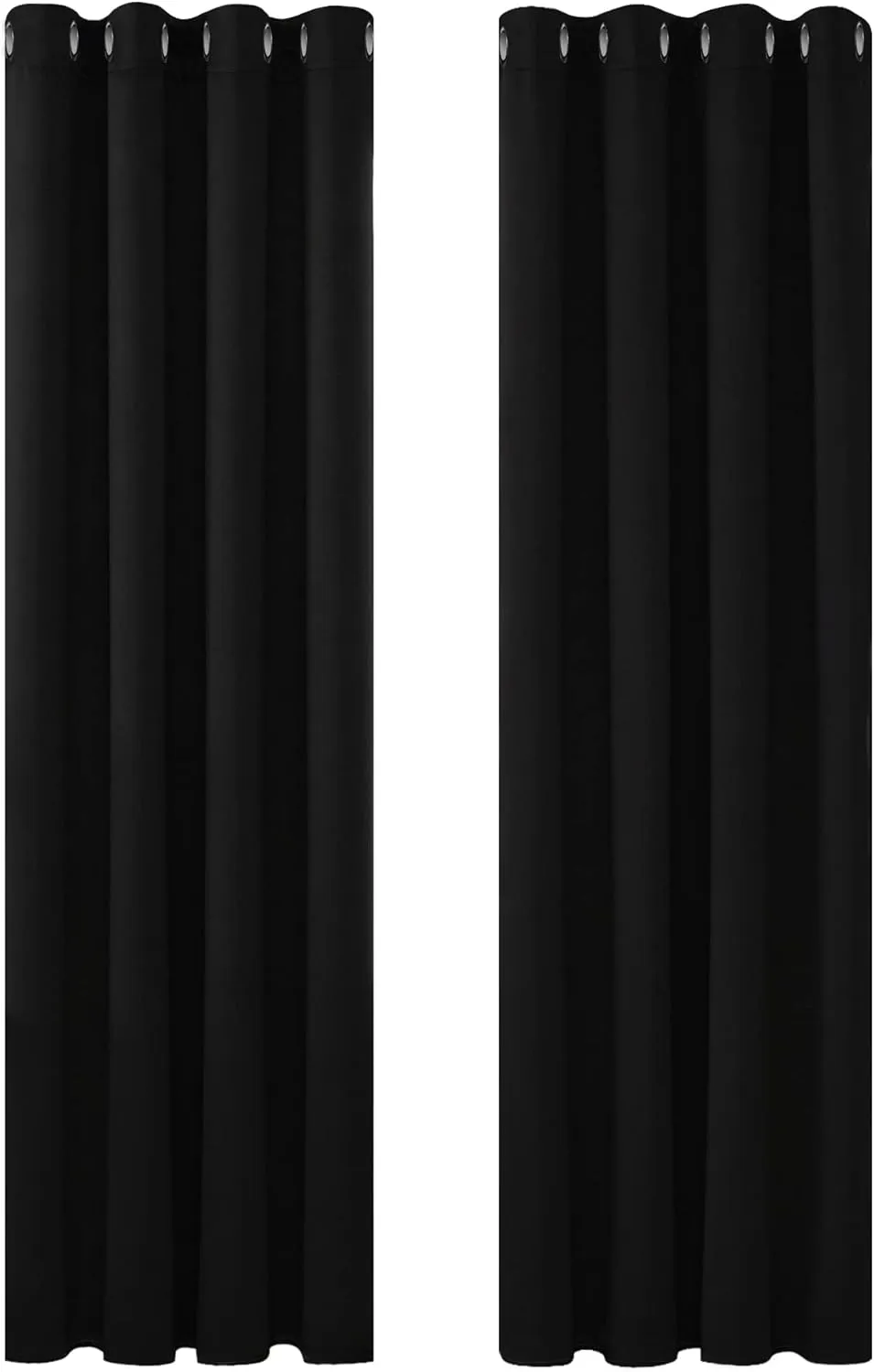 Deconovo Ösenvorhang Blickdicht Thermogardine Kälteschutz Ösen Verdunkelungsvorhang Ösen, 229x117 cm(HöhexBreite), Schw…