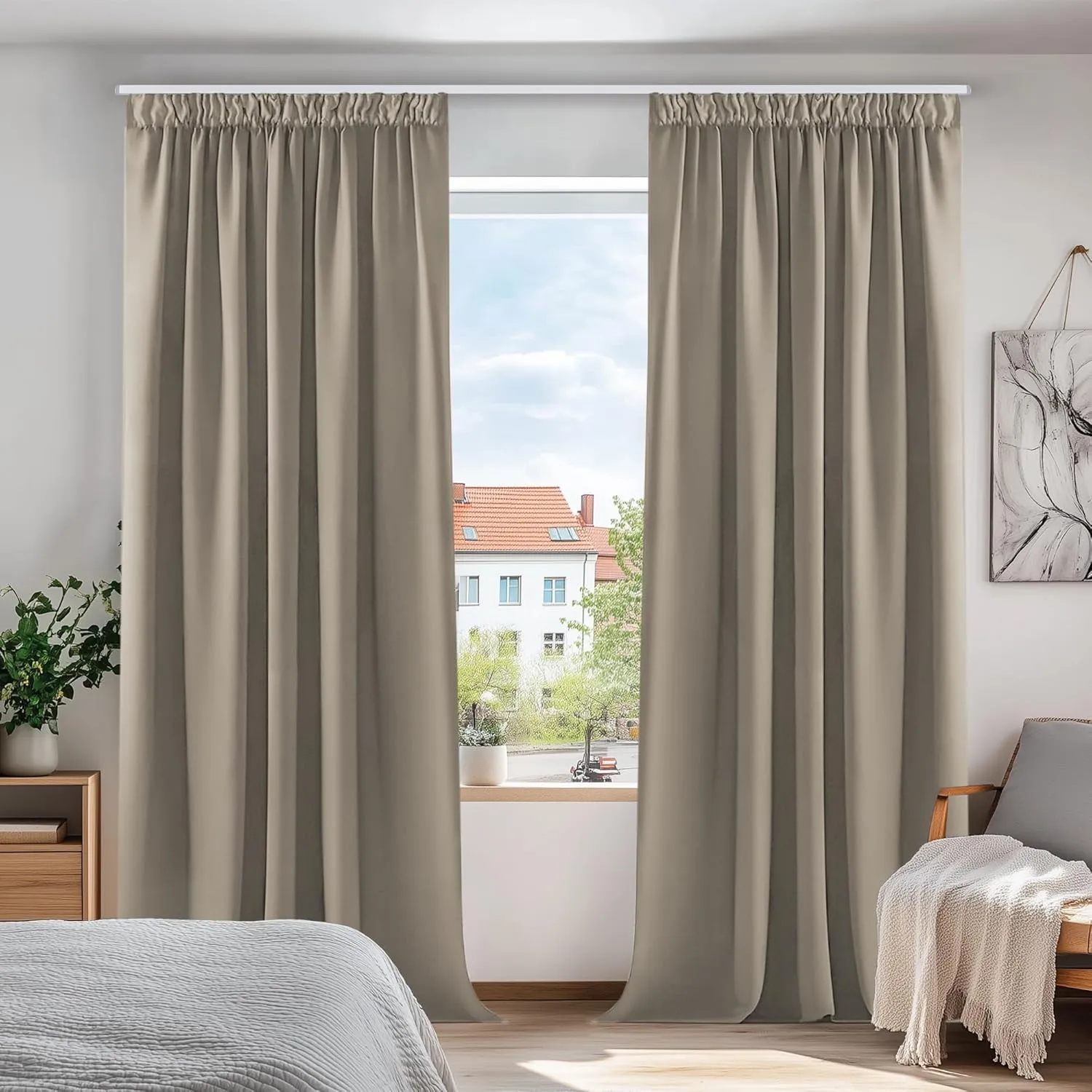 Deconovo Gardinen Blickdicht Kräuselband Vorhang Verdunkelung Gardinen Blickdicht Kräuselband, 229x229cm(HöhexBreite), …