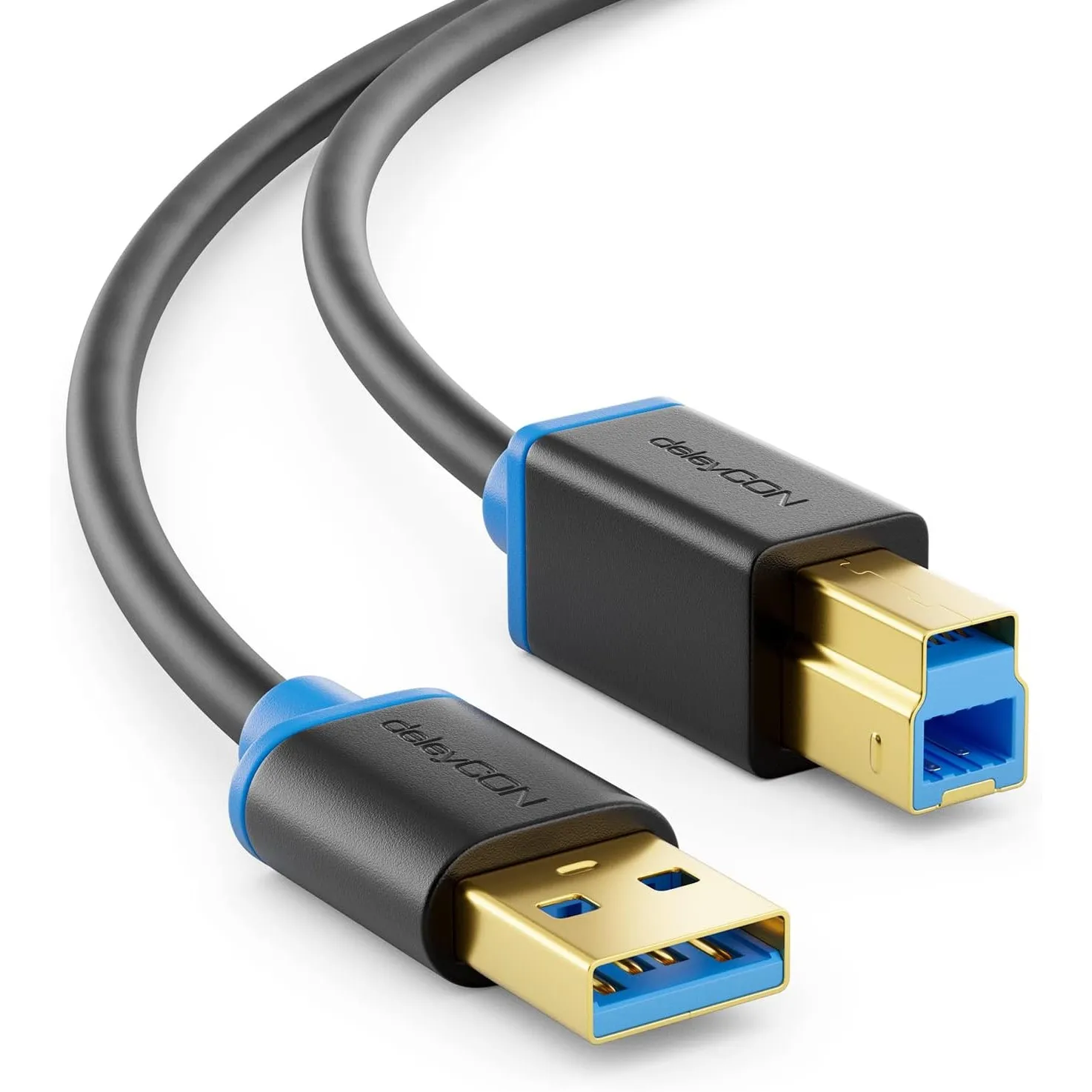 deleyCON 2m USB 3.0 Super Speed Kabel USB-A auf USB-B - Schwarz
