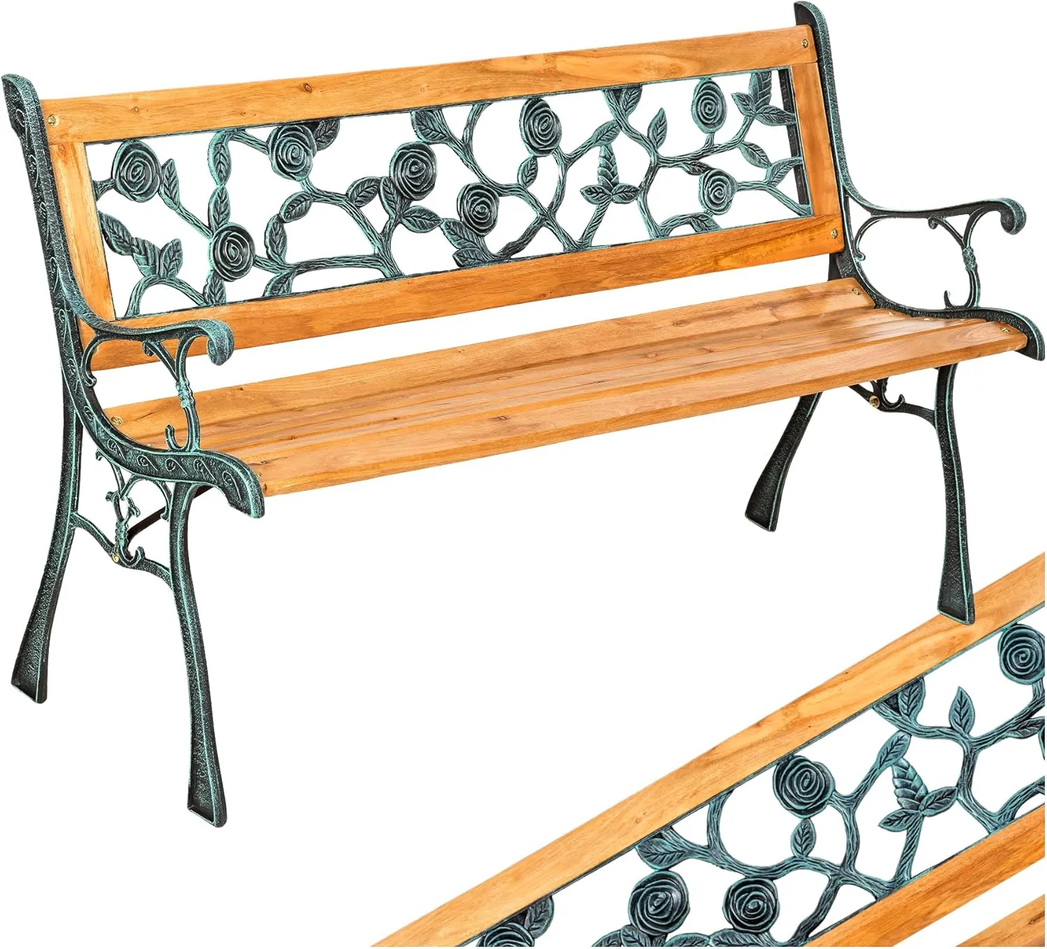 TecTake Garden Bench Park Bench Wood. Various Models., beige