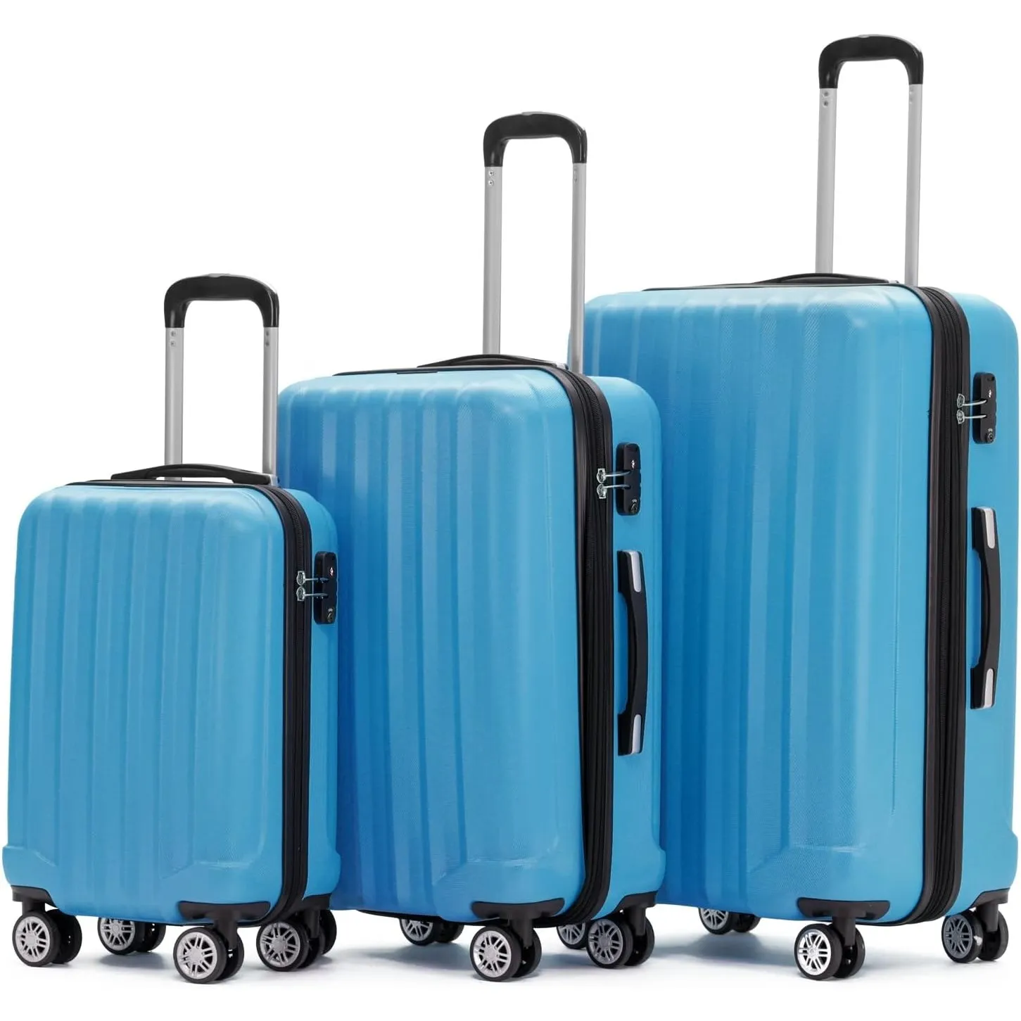 BEIBYE TSA-Schloß 2080 Zwillingsrollen neu Reisekoffer Koffer Trolley Hartschale Set (Turquoise, Set)
