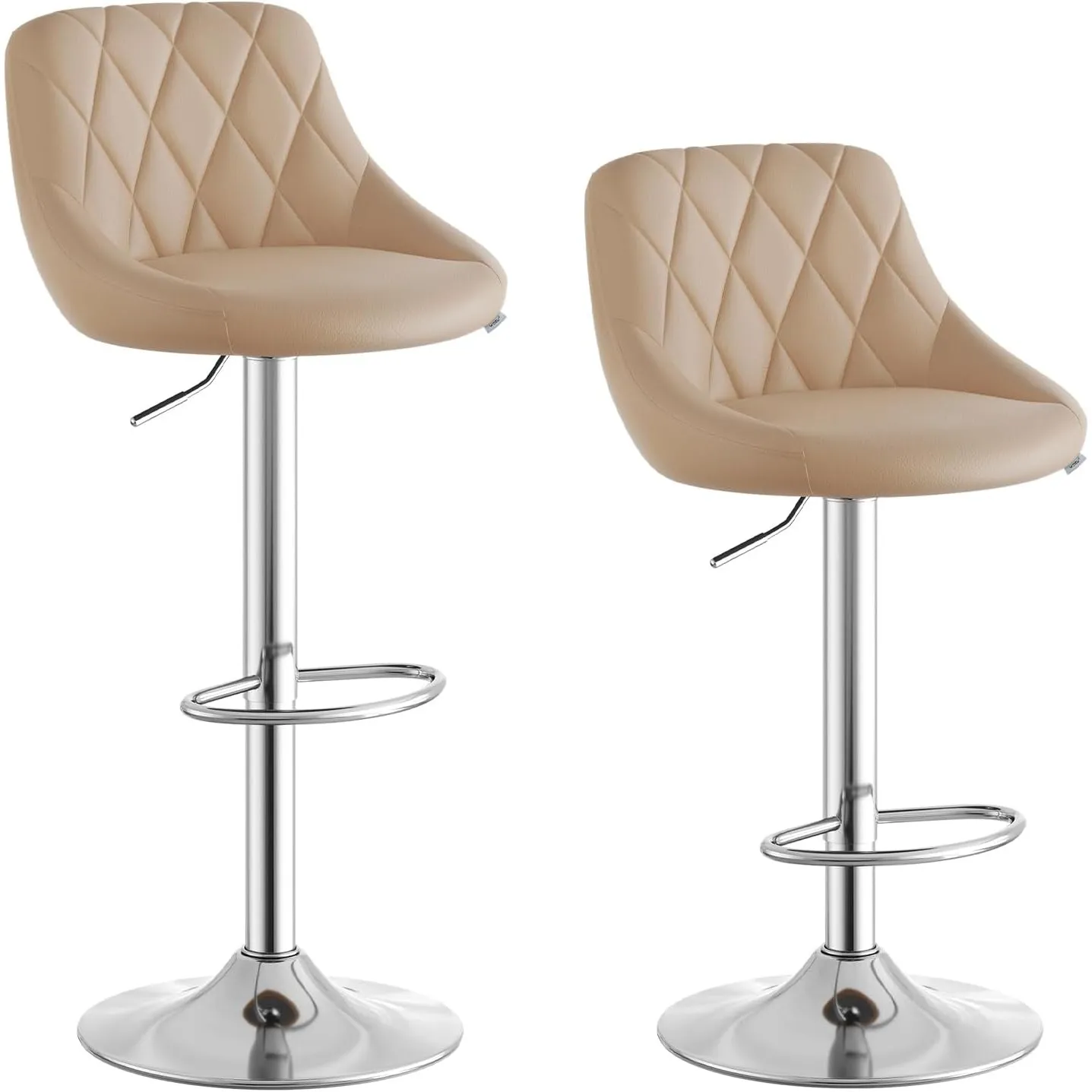 WOLTU Barhocker 2er Set, Barstuhl Höhenverstellbar, PU-Bezug, Khaki