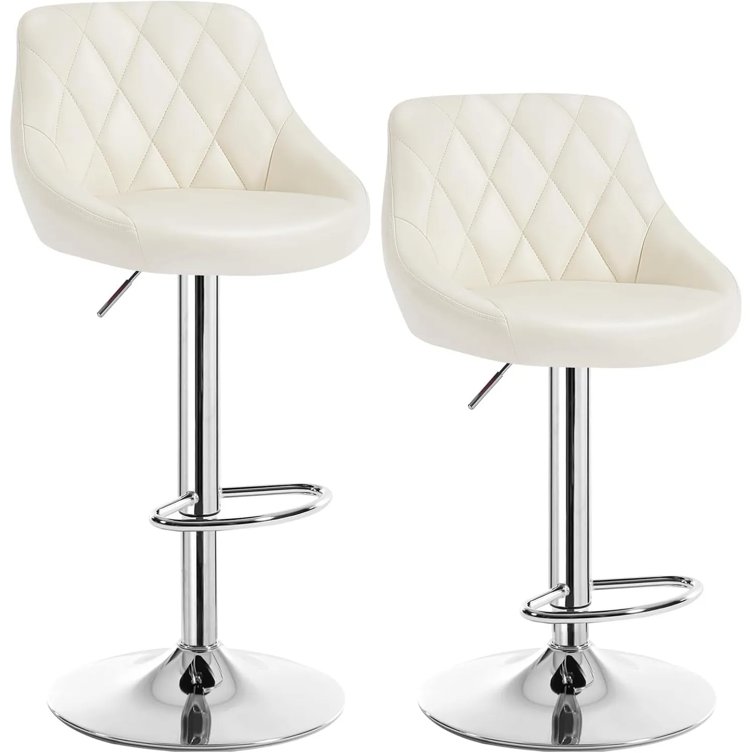 WOLTU Barhocker 2er Set, Barstuhl Höhenverstellbar, PU-Bezug, Creme
