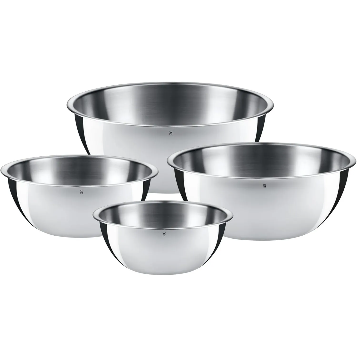 WMF Gourmet Schüsselset 4-teilig, Edelstahl Schüsseln für die Küche 0,75l - 2,75l, Rührschüssel Edelstahl, Salatschüsse…