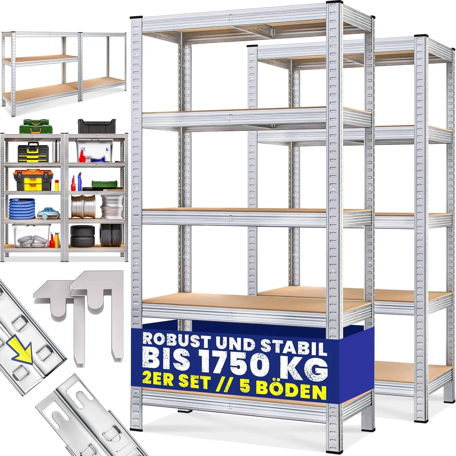 Monzana® Schwerlastregal 2er Set 180x90x40cm 1750kg