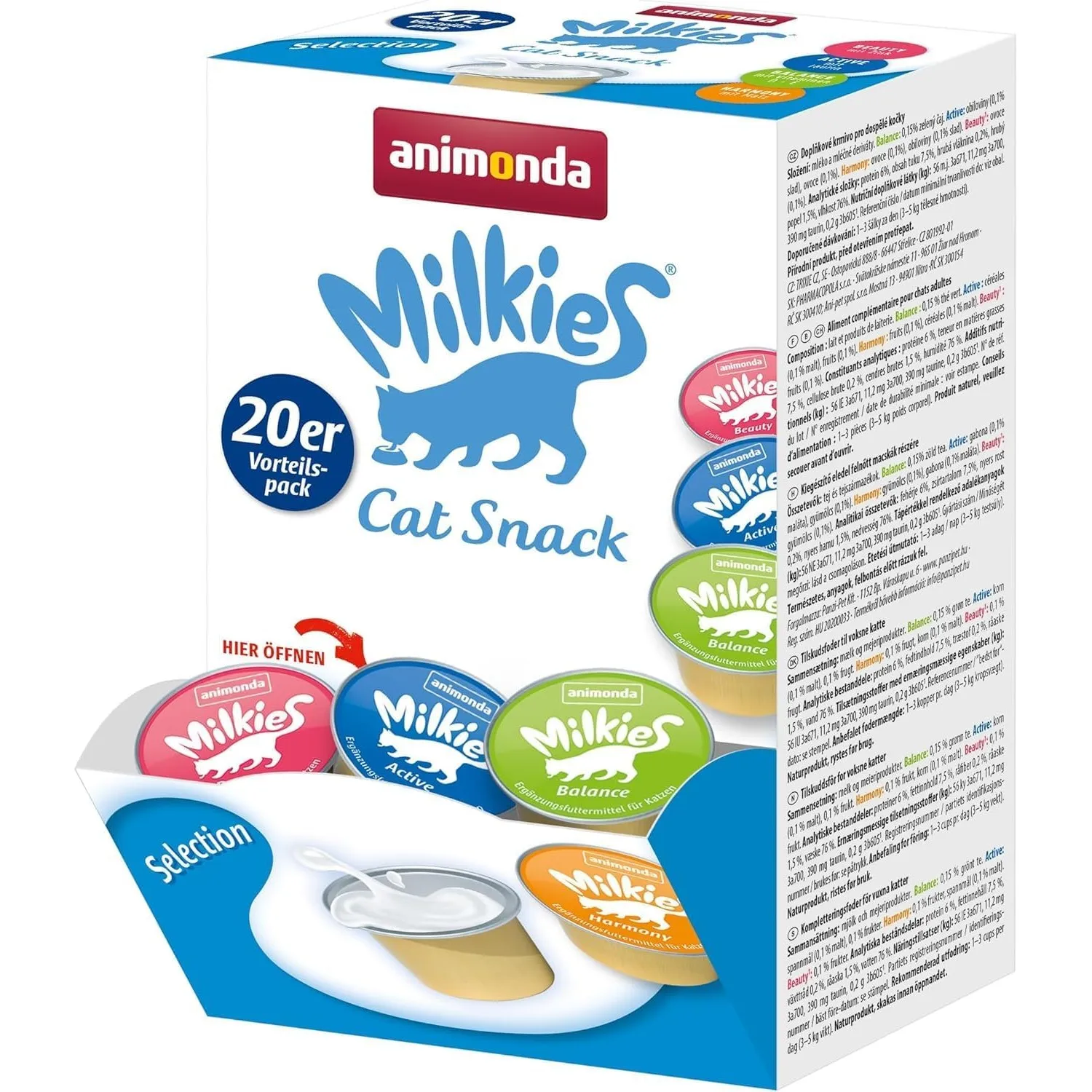 animonda Milkies Katzensnack mit Milch - Cups Selection Mixpack (20 Cups à 15 g), leicht verdauliche Katzenmilch für Er…