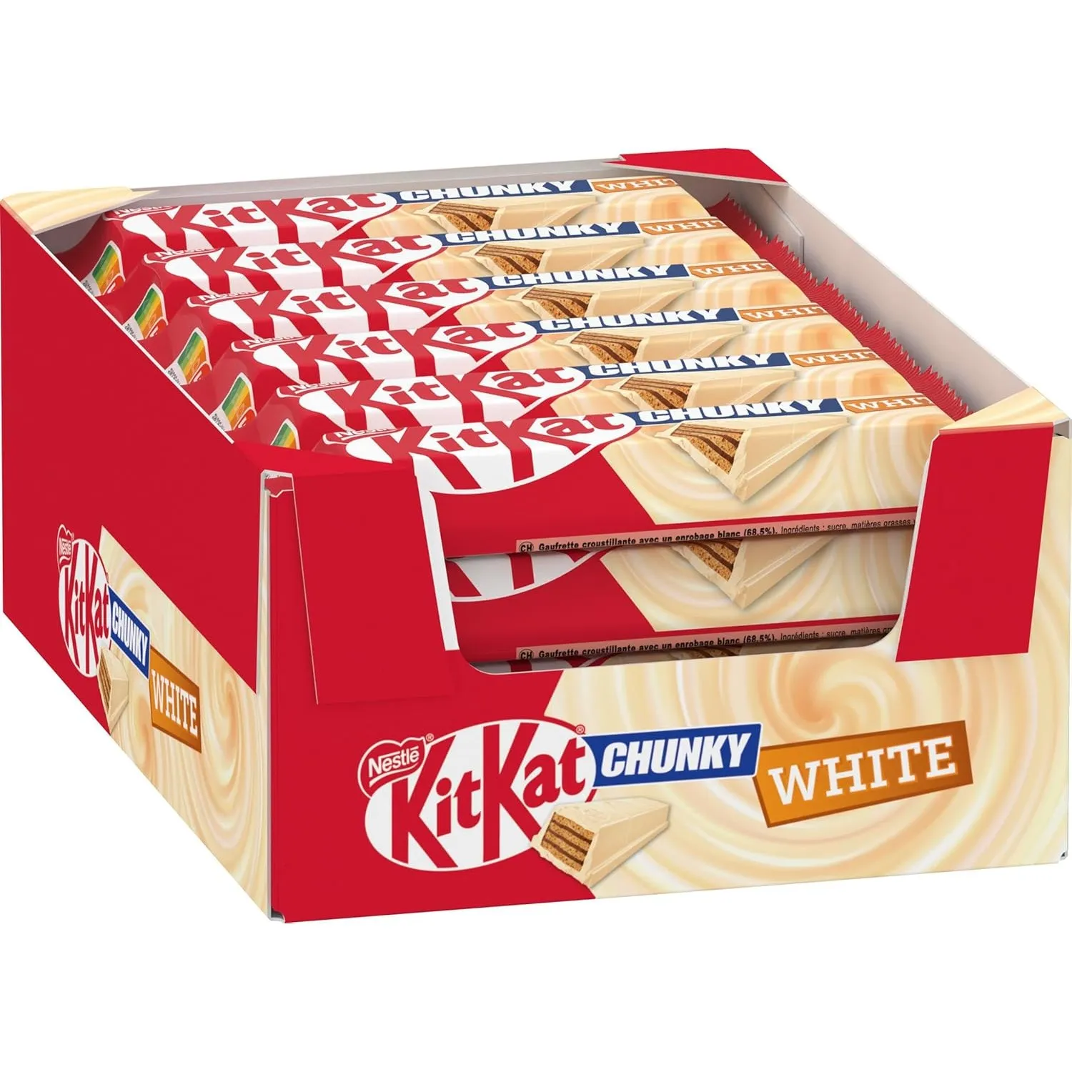 Kitkat NESTLÉ KITKAT CHUNKY White Schokoriegel, Knusper-Riegel mit weißer Schokolade & knuspriger Waffel, 24er Pack (24…