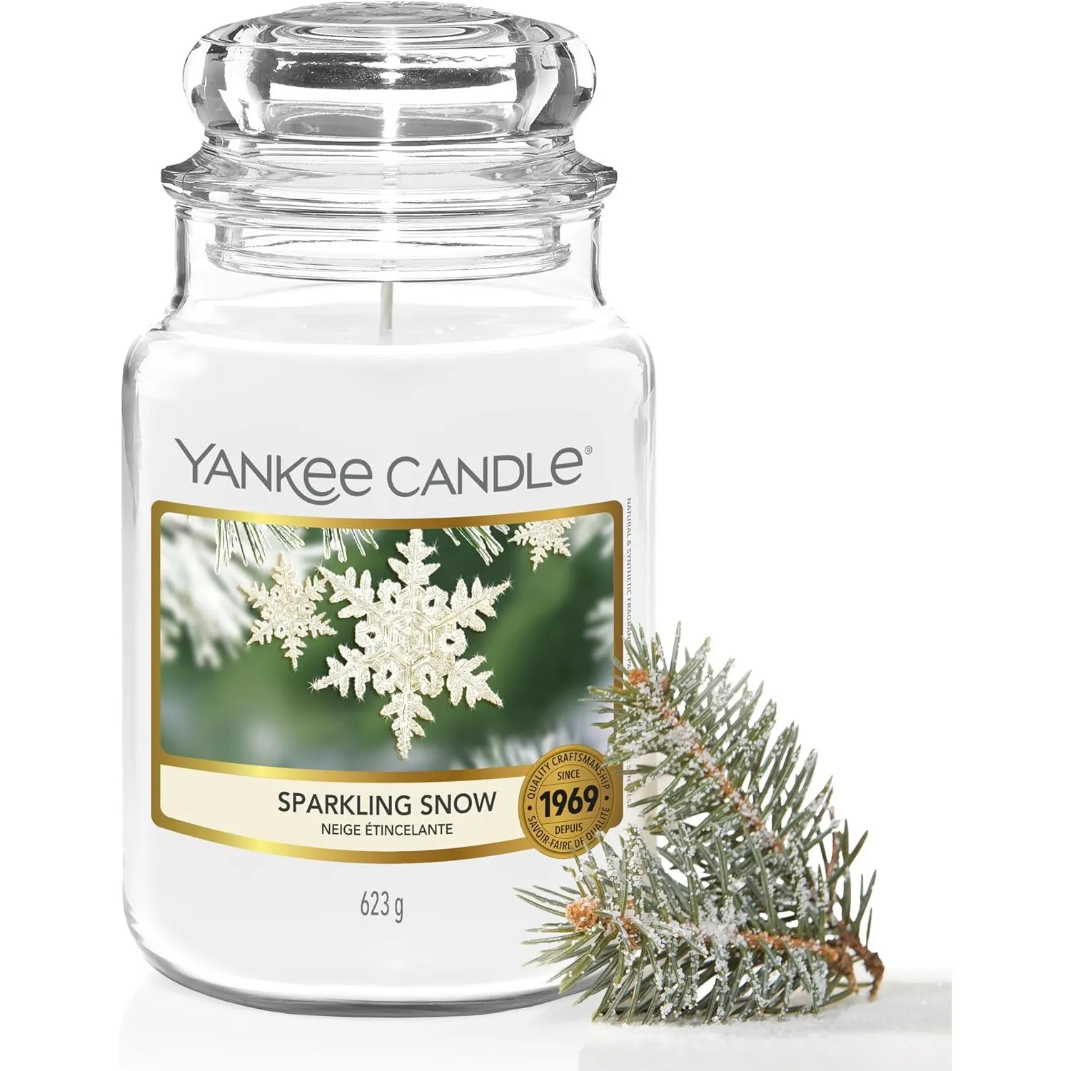 Yankee Candle Duftkerze im Glas (groß) | Sparkling Snow | Kerze mit langer Brenndauer bis zu 150 Stunden | Perfekte Wei…