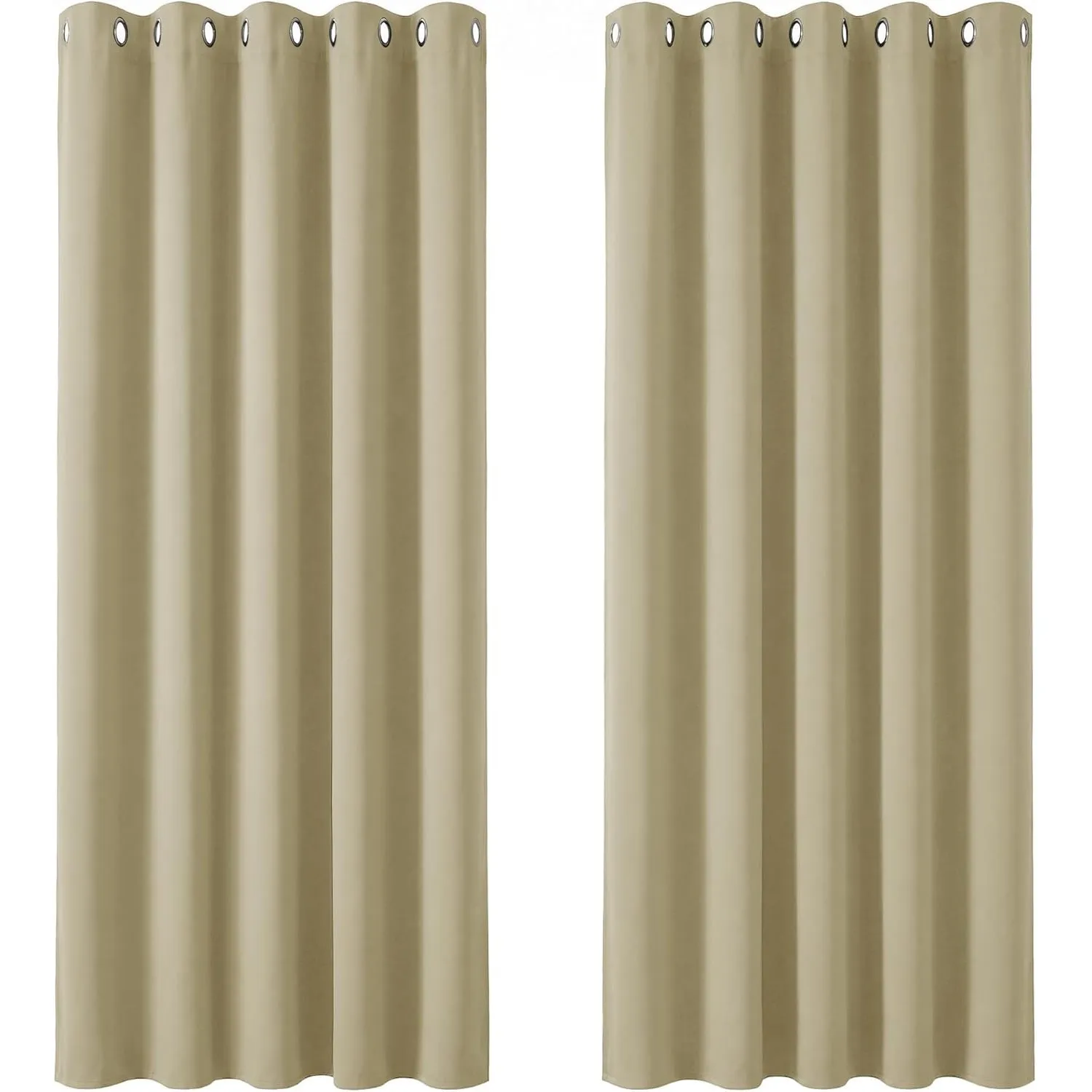 Deconovo Verdunkelungsvorhang Gardine Wohnzimmer Thermogardine Kälteschutz Ösen, 229x168 cm(HöhexBreite), Beige, 2er Set