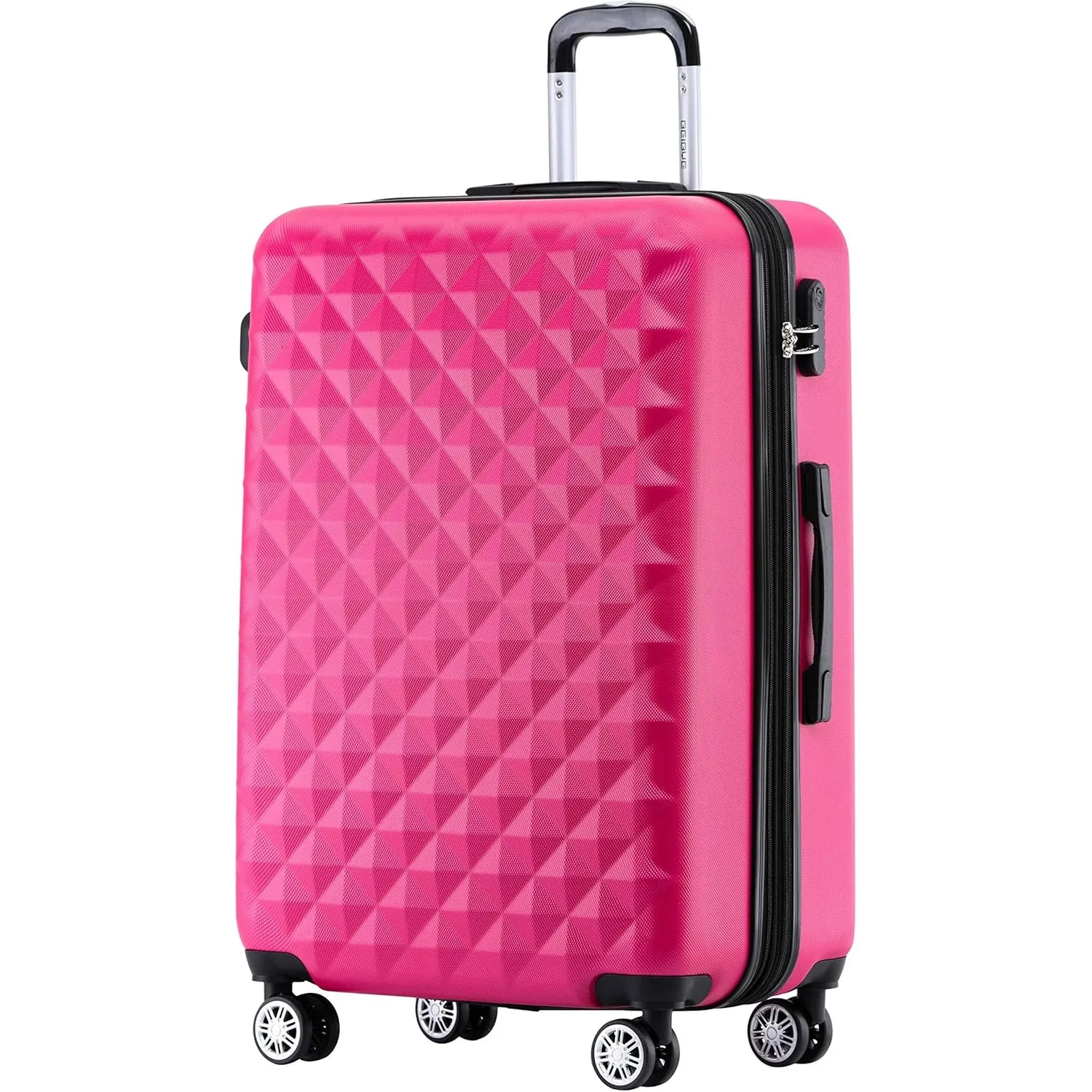 BEIBYE Zwillingsrollen 2066 Hartschale Trolley Koffer Reisekoffer Gepäck M-L-XL-Set (Peach, L)
