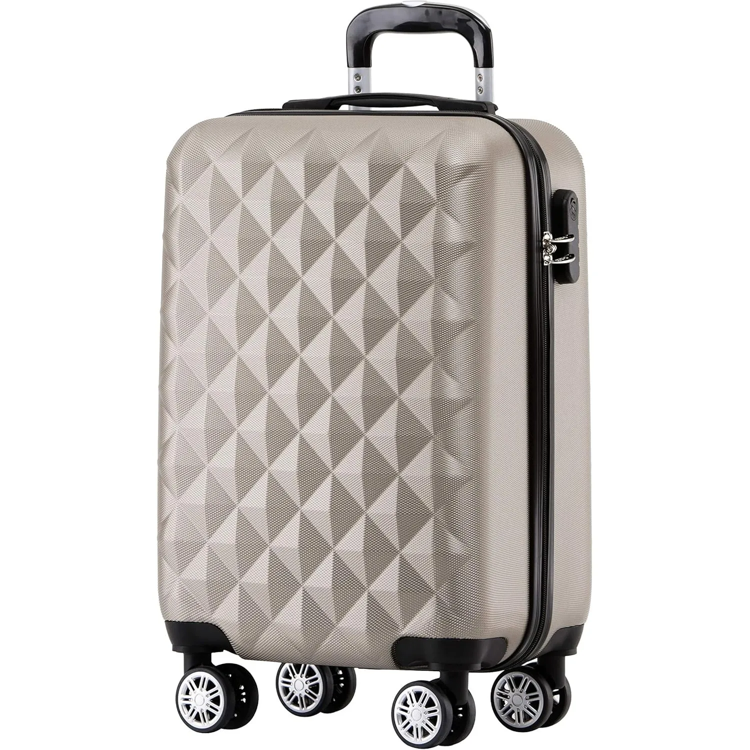 BEIBYE Zwillingsrollen 2066 Hartschale Trolley Koffer Reisekoffer Gepäck M-L-XL-Set (Champagner, M)