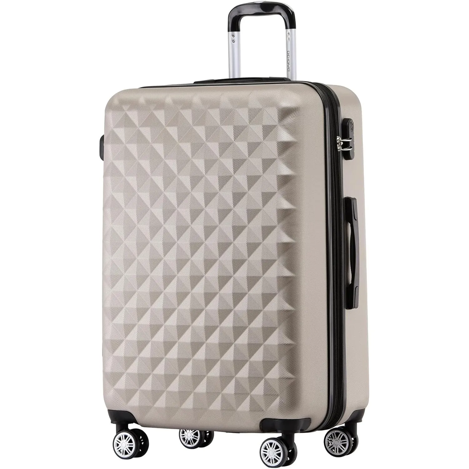 BEIBYE Zwillingsrollen 2066 Hartschale Trolley Koffer Reisekoffer Gepäck M-L-XL-Set (Champagner, XL)