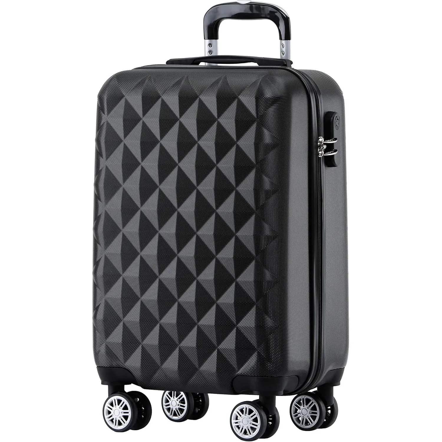 BEIBYE Zwillingsrollen 2066 Hartschale Trolley Koffer Reisekoffer Gepäck M-L-XL-Set (Schwarz, M)