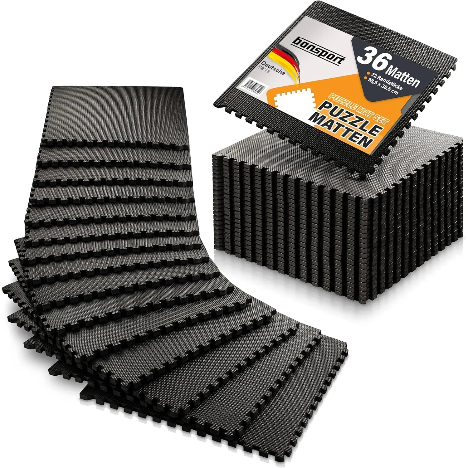 36 Stück Bodenschutzmatte Fitness 40x40 cm - Sportmatte Puzzle Unterlage Hantelbank Gerätematte Fitness Fitnessmatte Bo…