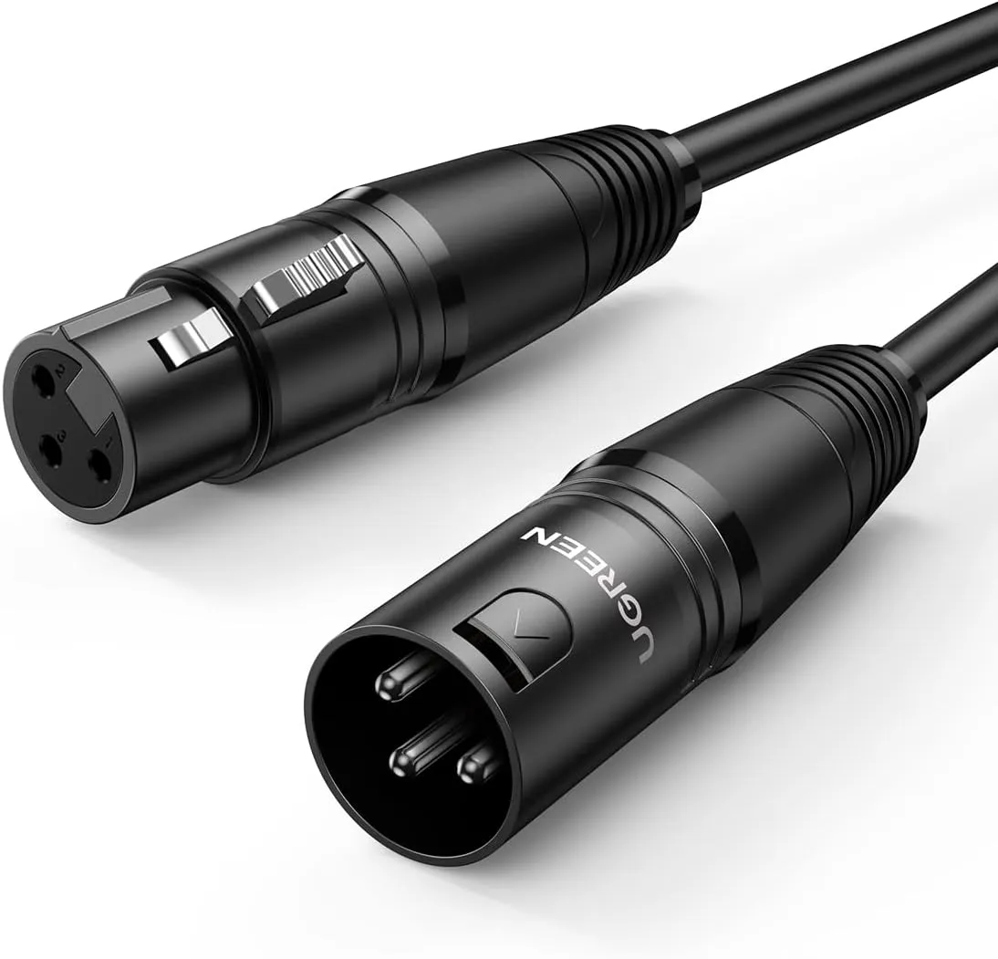 UGREEN XLR-Kabel, XLR-Lautsprecherkabel, 3-poliges Stereo-Mikrofonkabel, Stecker auf Buchse, Verlängerung für Heimstudi…