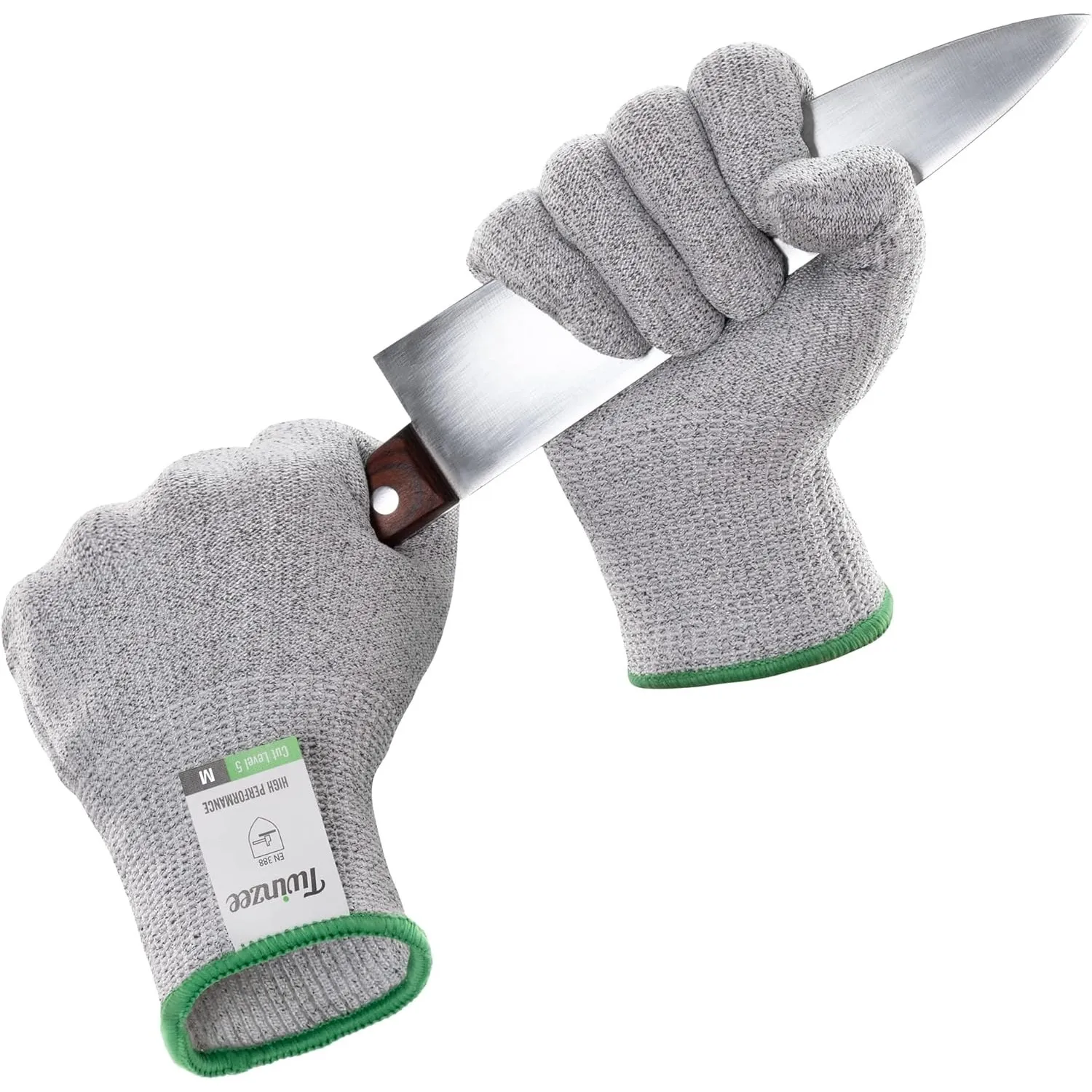 Twinzee Schnittschutzhandschuhe Premium 2 Stück – 1 Paar Stufe E (EN 388) Schnittfeste Handschuhe für Küche, Garten, Sc…