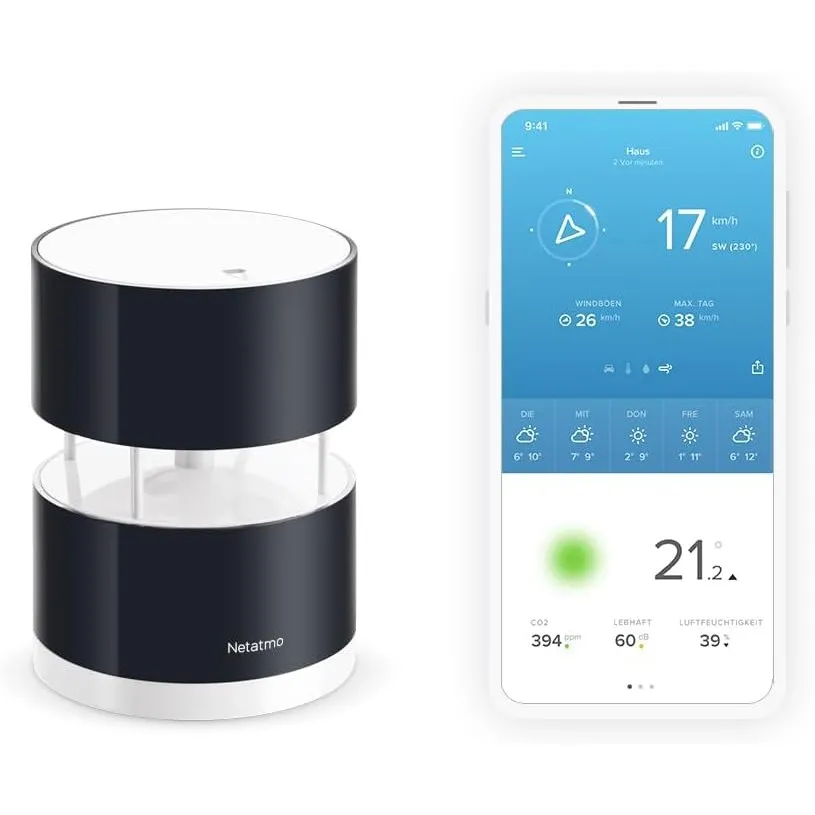 Netatmo Windmesser für Netatmo-Wetterstation, schwarz, NWA01-WW, 16 cm