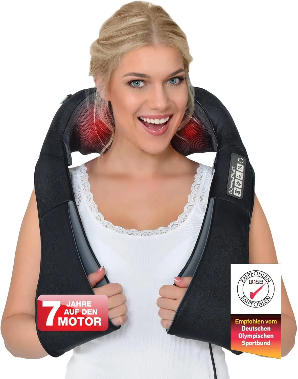 DONNERBERG® Das Original Nackenmassagegerät mit Wärme 7 Jahre Kraftmotor Garantie Shiatsu Massagegerät für Nacken Schul…