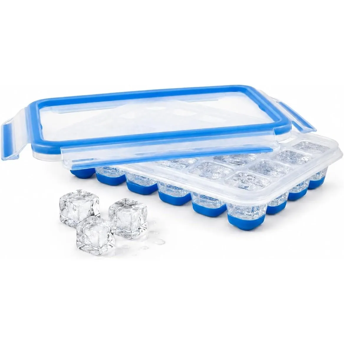 EMSA Clip & Close Frischhaltedose, Eiswürfelform, 22,6 x 16,5 x 4,9 cm, flexibler Boden, Aufbewahrungsbox, 100 Prozent …