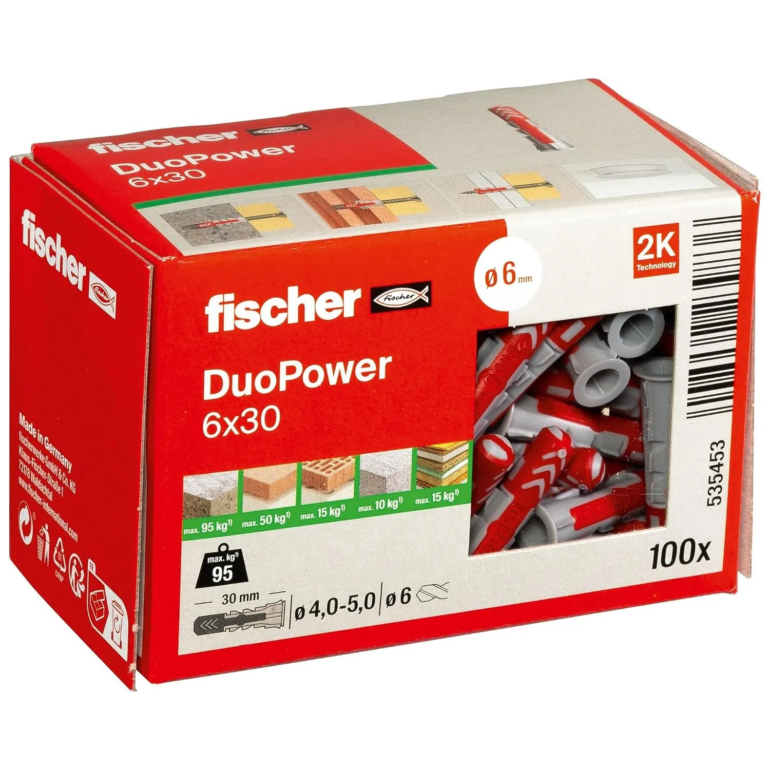 fischer DuoPower 6 x 30, Universaldübel, leistungsstarker 2-Komponenten-Dübel, Kunststoffdübel zur Befestigung in Beton…