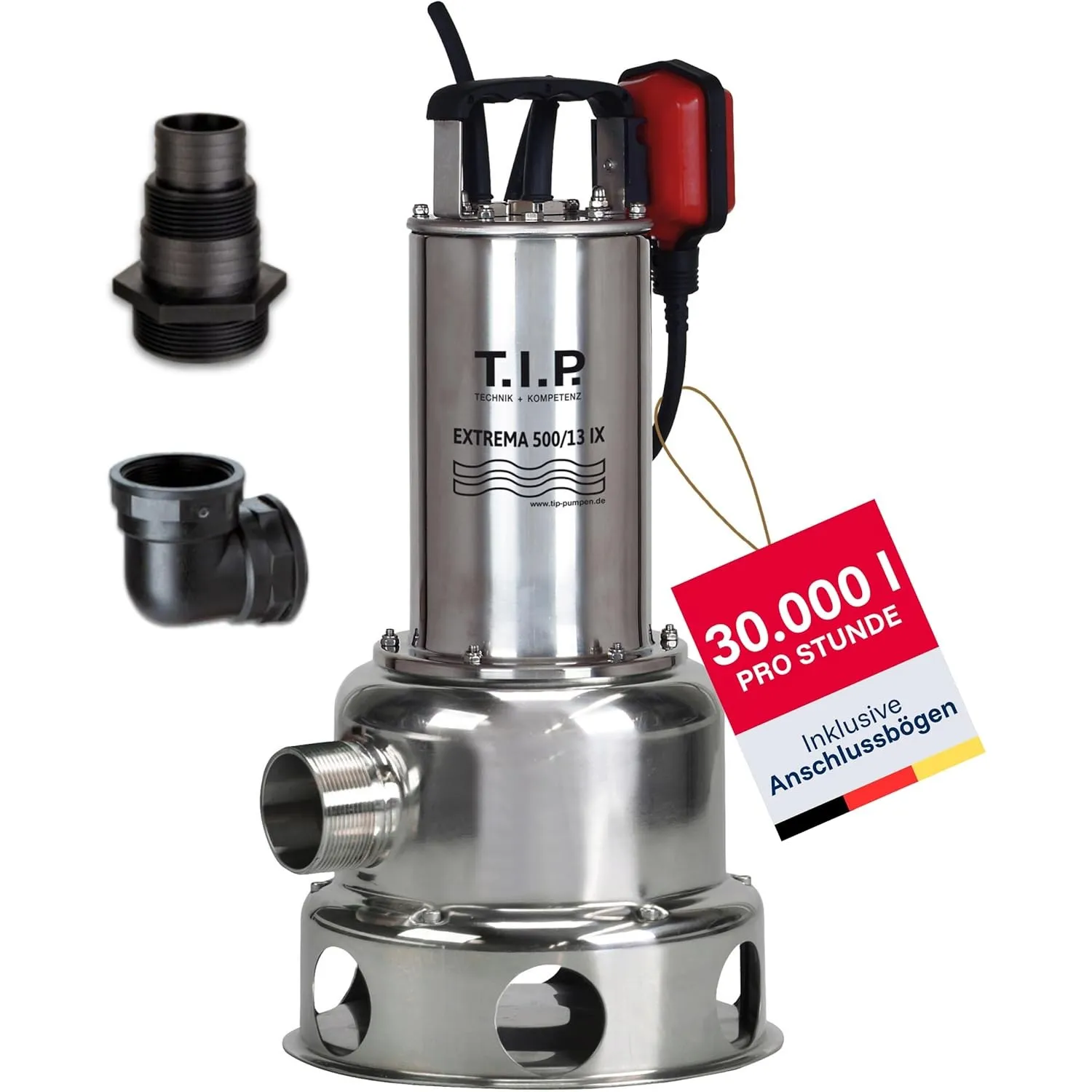 T.I.P. Schmutzwasser-Tauchpumpe Baupumpe Edelstahl - 30.000 l/h