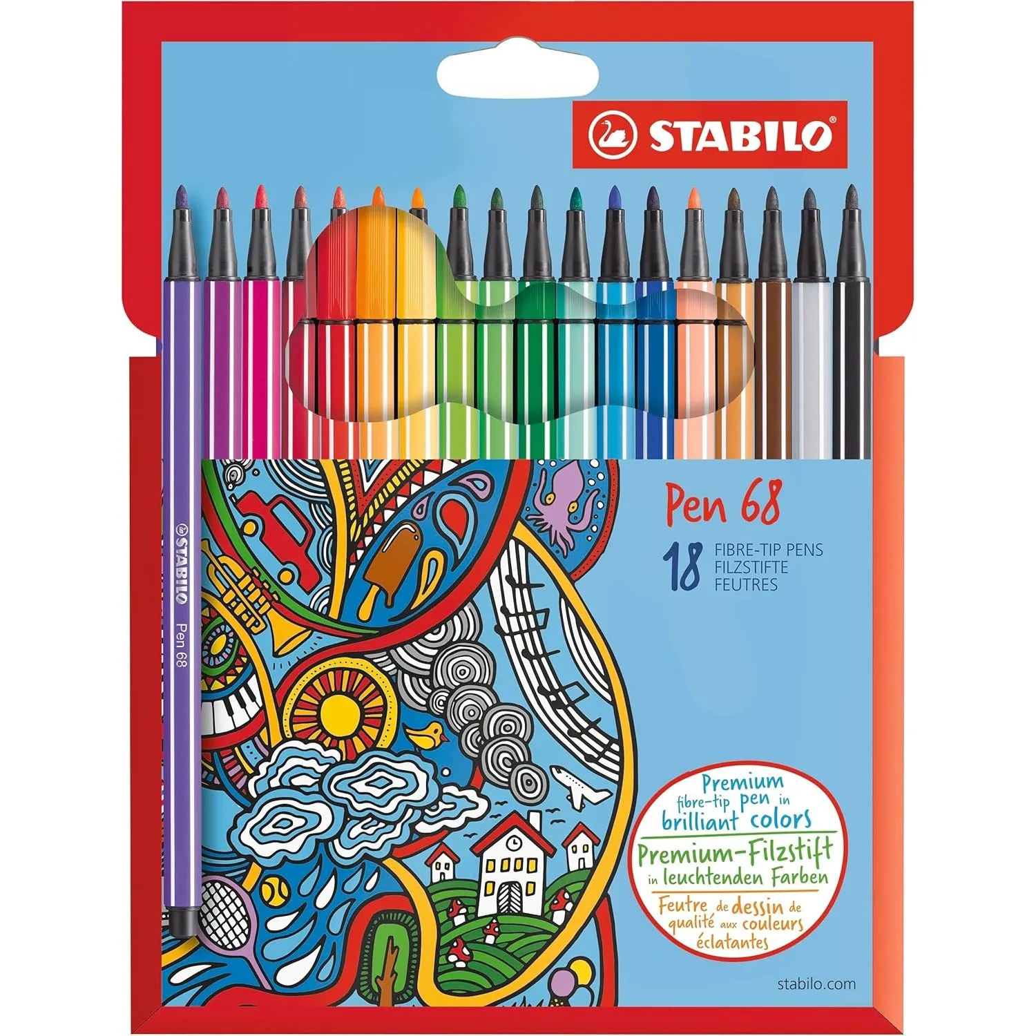 STABILO - Premium-Filzstift - Pen 68 | 18er Pack
