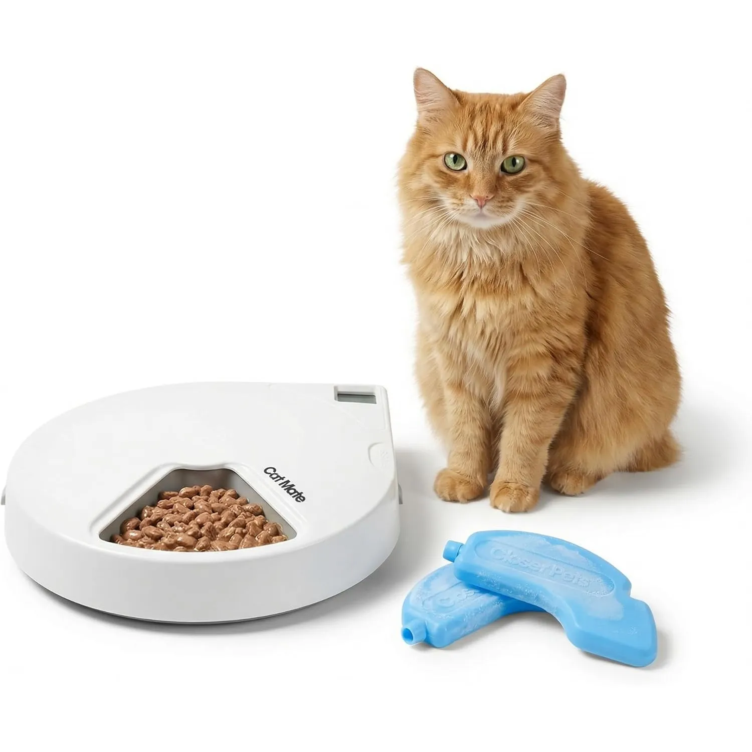 Cat Mate C500 Automatischer Futterautomat mit Digitalem Timer, Weiß | Mit 5 Näpfen, Für Katzen und Kleine Hunde, Nass- …