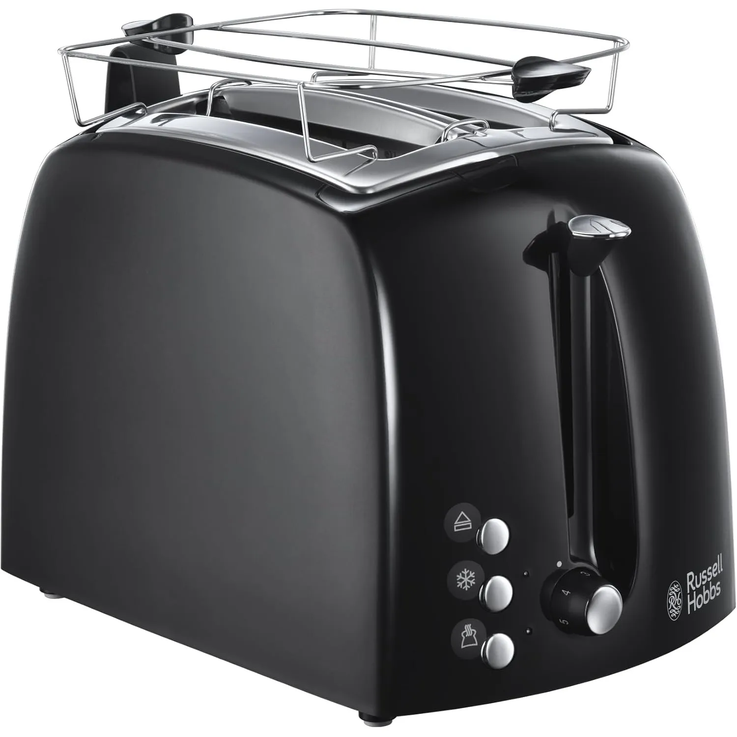 Russell Hobbs Toaster [für 2 Scheiben] Textures+ (extra breite Toastschlitze, inkl. Brötchenaufsatz & integrierte Toast…