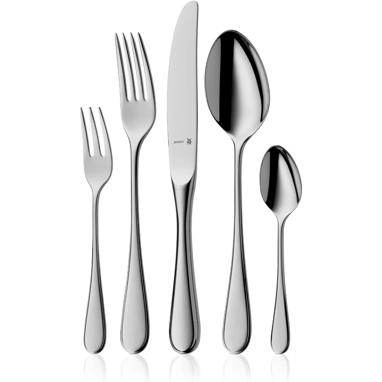 WMF Kent Plus Besteck Set 12 Personen, 66 teilig, 60 Teile mit Servierbesteck, Hohlheftmesser, Cromargan protect polier…
